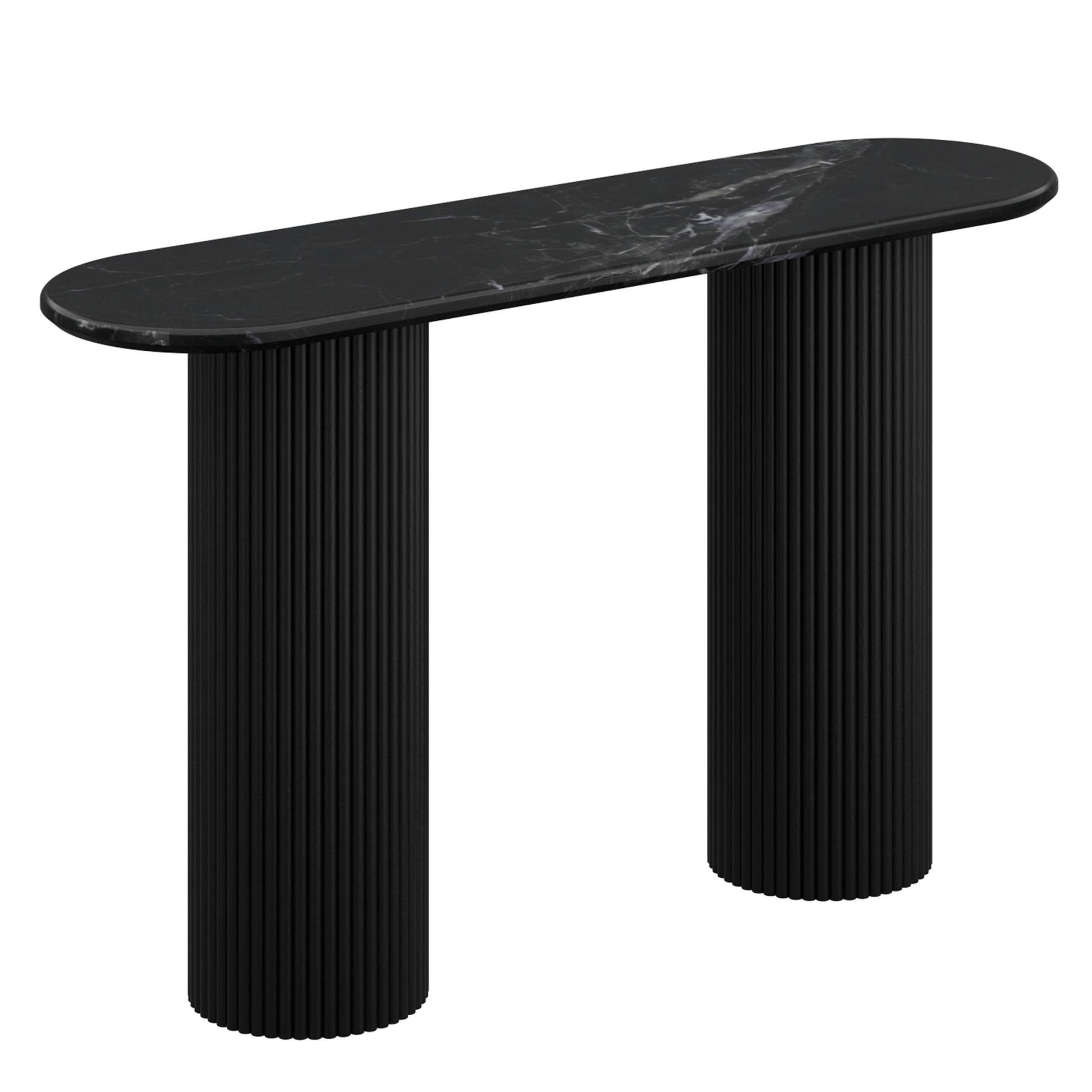Jilsa Console Table - Black Mango Wood with Marble Top-Console Table-DECOROLALA