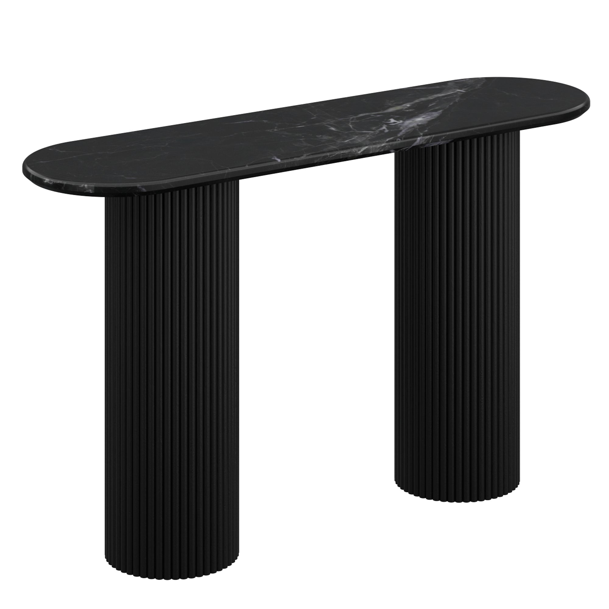 Jilsa Console Table - Black Mango Wood with Marble Top-Console Table-DECOROLALA