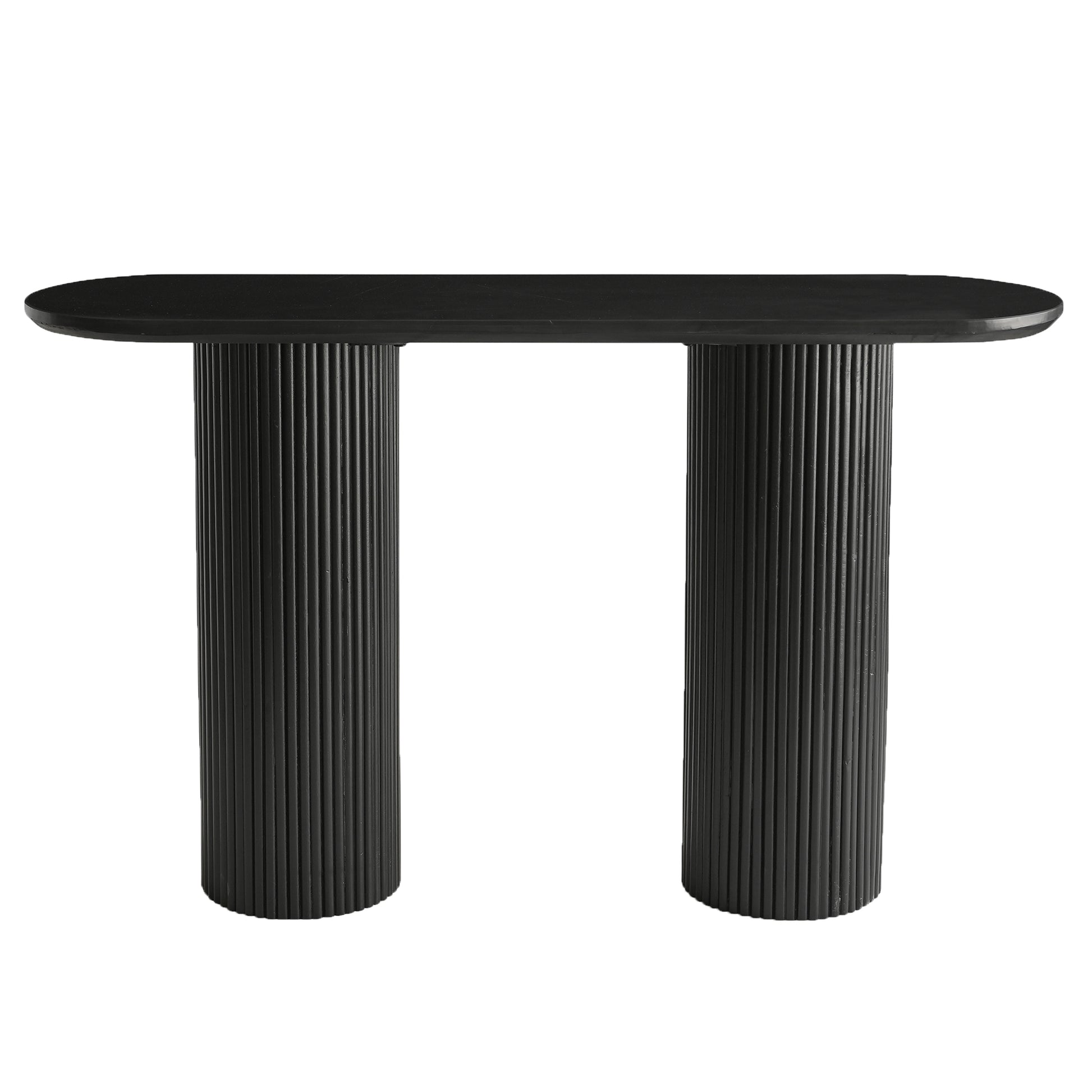 Jilsa Console Table - Black Mango Wood with Marble Top-Console Table-DECOROLALA