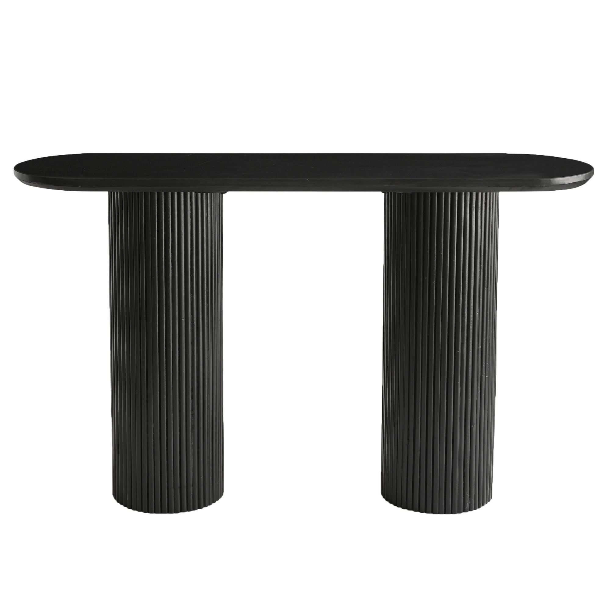 Jilsa Console Table - Black Mango Wood with Marble Top-Console Table-DECOROLALA