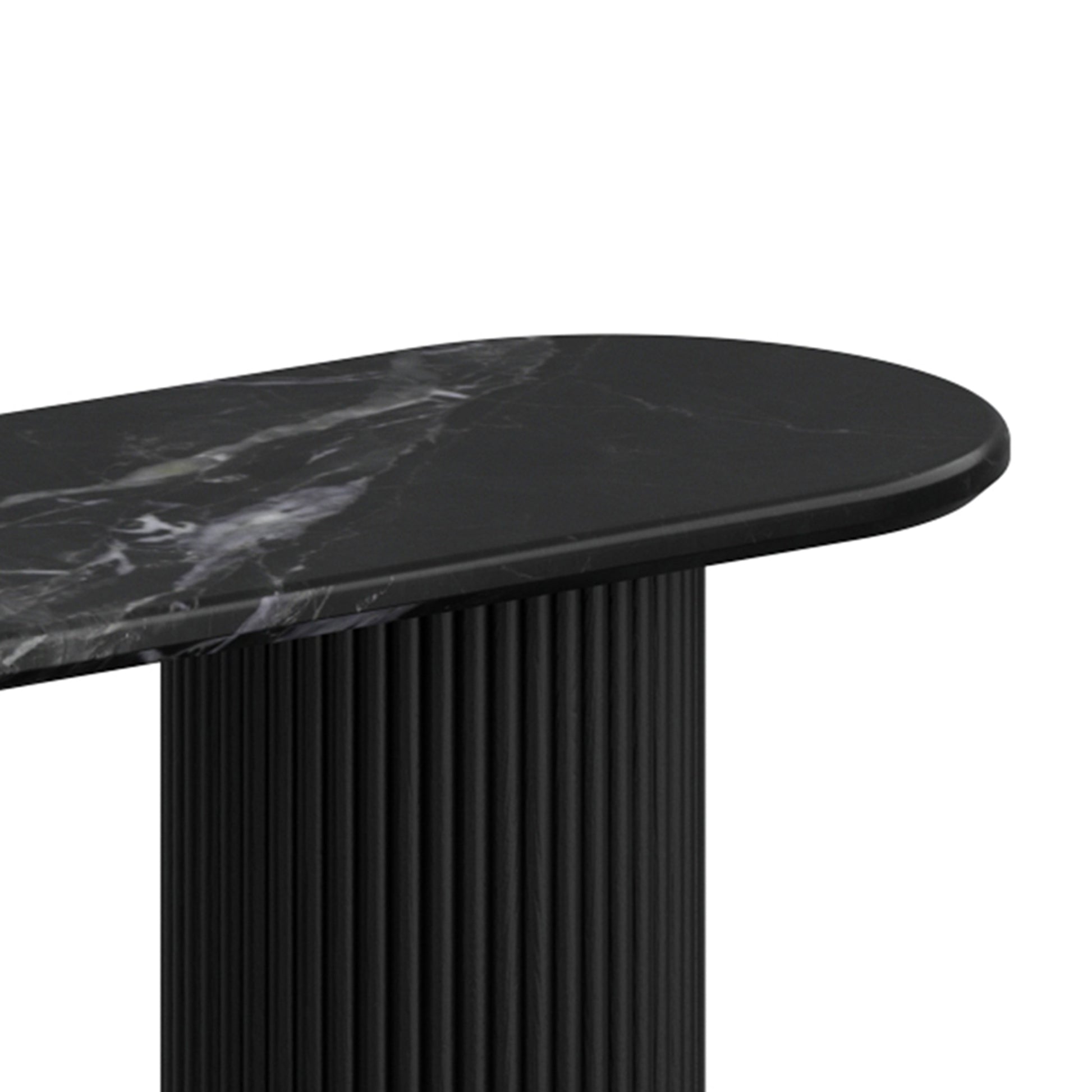 Jilsa Console Table - Black Mango Wood with Marble Top-Console Table-DECOROLALA