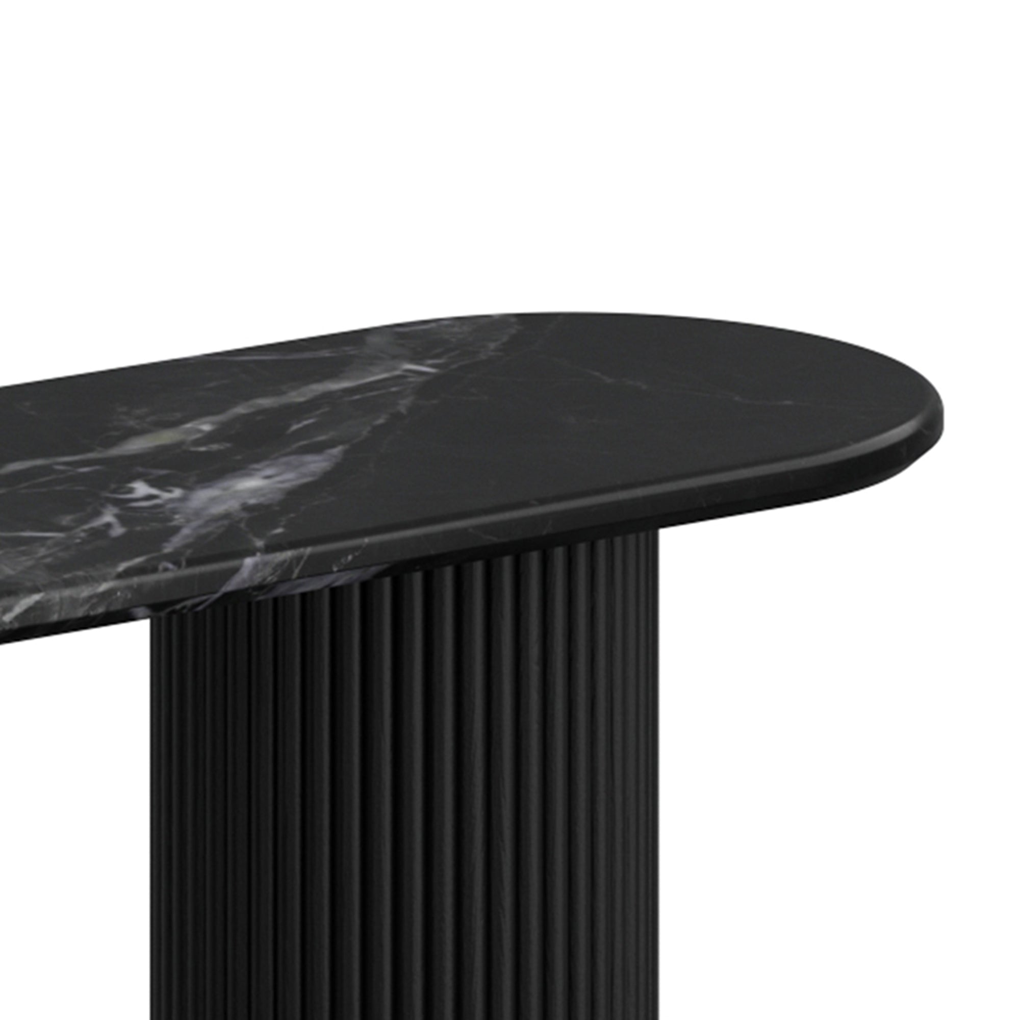 Jilsa Console Table - Black Mango Wood with Marble Top-Console Table-DECOROLALA
