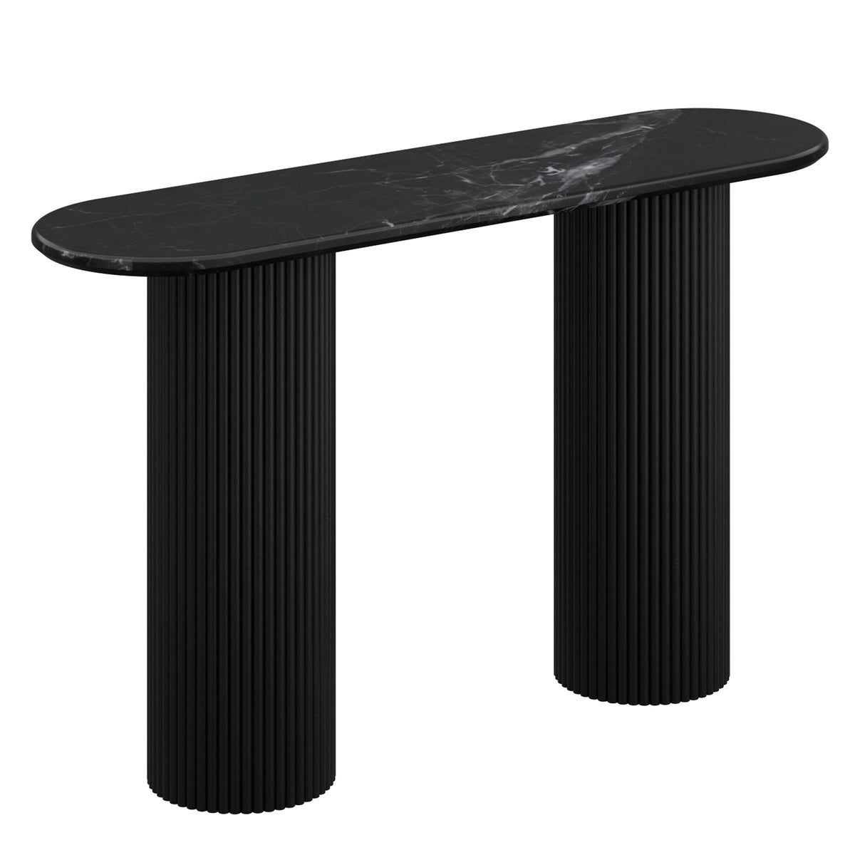 Jilsa Console Table - Black Mango Wood with Marble Top-Console Tables-DECOROLALA