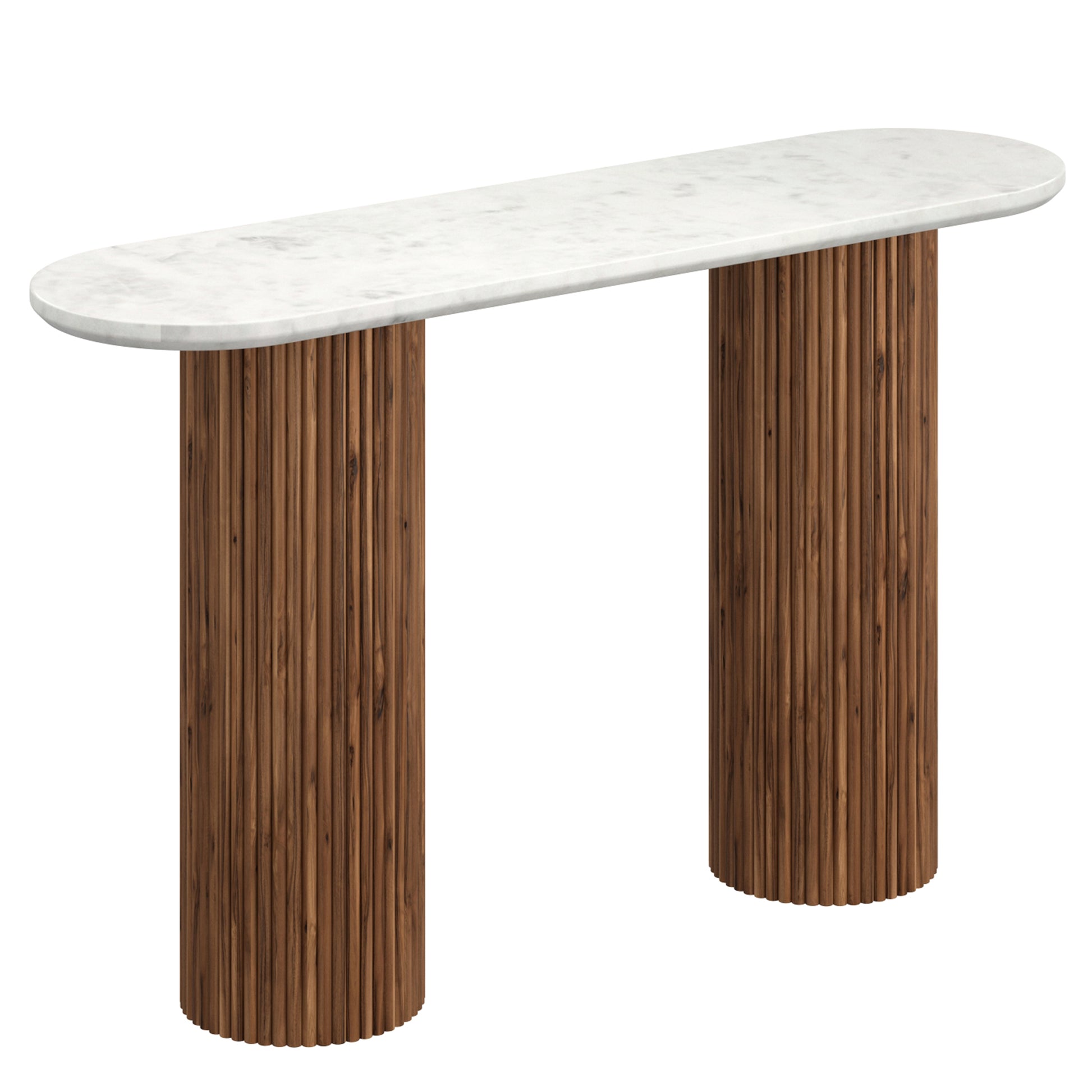 Jilsa Console Table - Walnut Solid Wood with Marble Top-Console Table-DECOROLALA