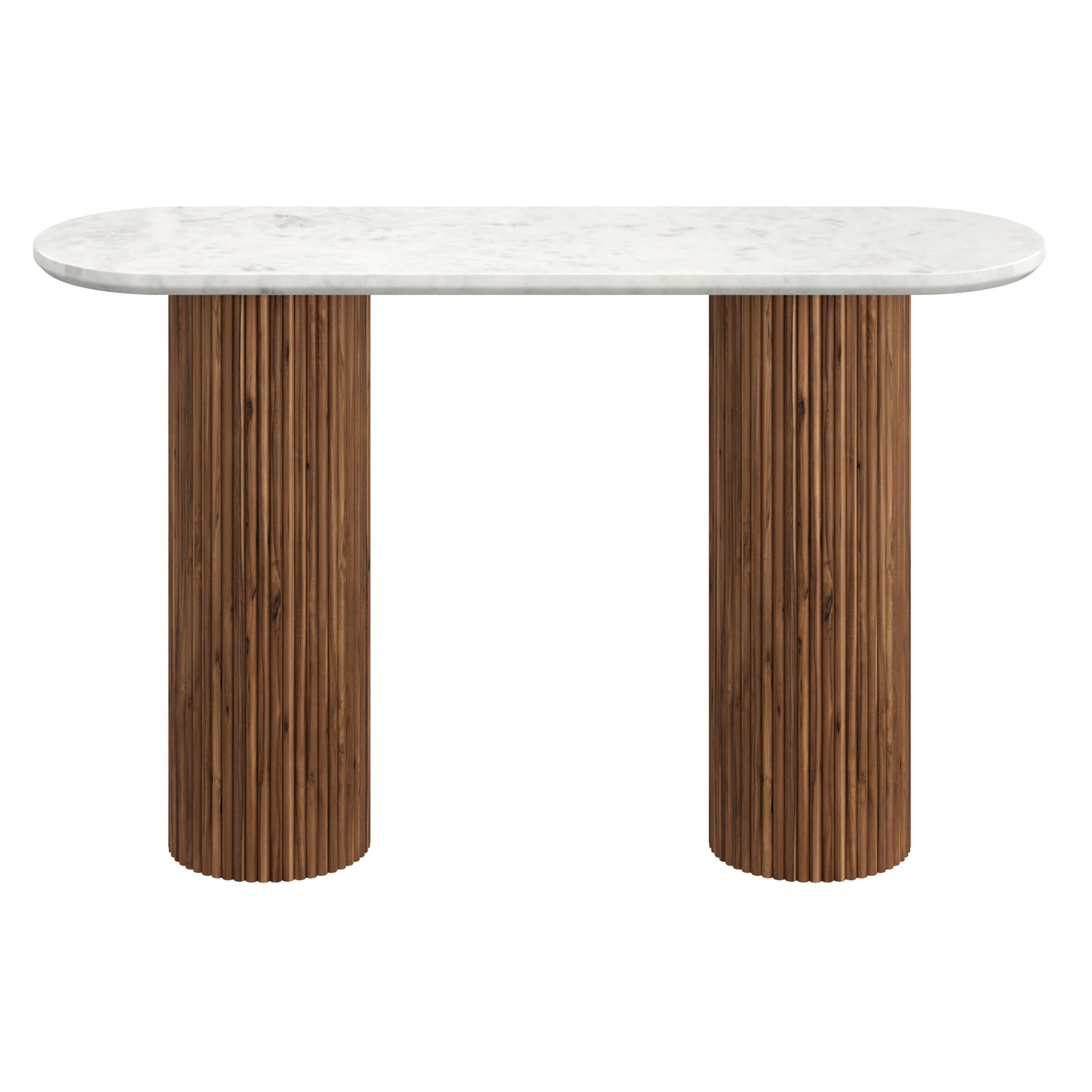 Jilsa Console Table - Walnut Solid Wood with Marble Top-Console Table-DECOROLALA
