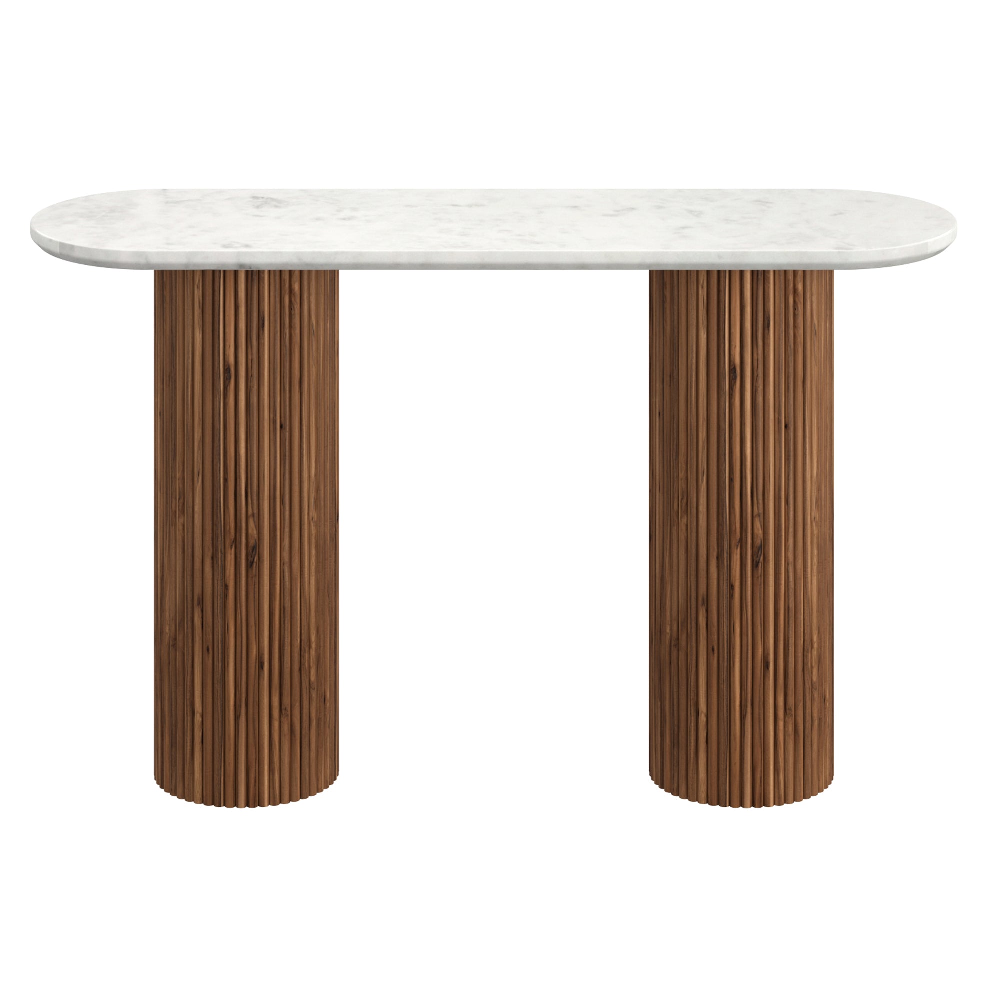 Jilsa Console Table - Walnut Solid Wood with Marble Top-Console Table-DECOROLALA