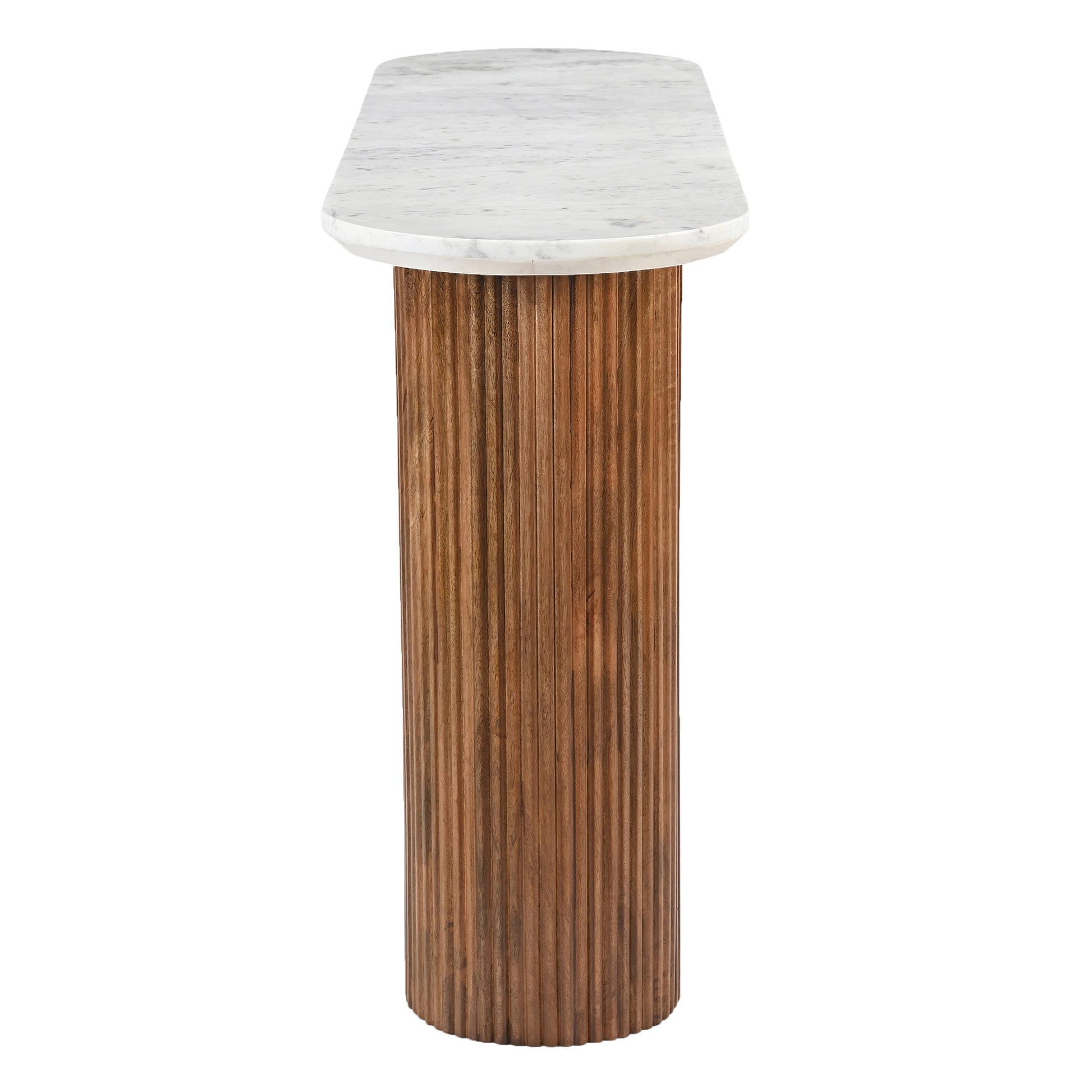 Jilsa Console Table - Walnut Solid Wood with Marble Top-Console Table-DECOROLALA