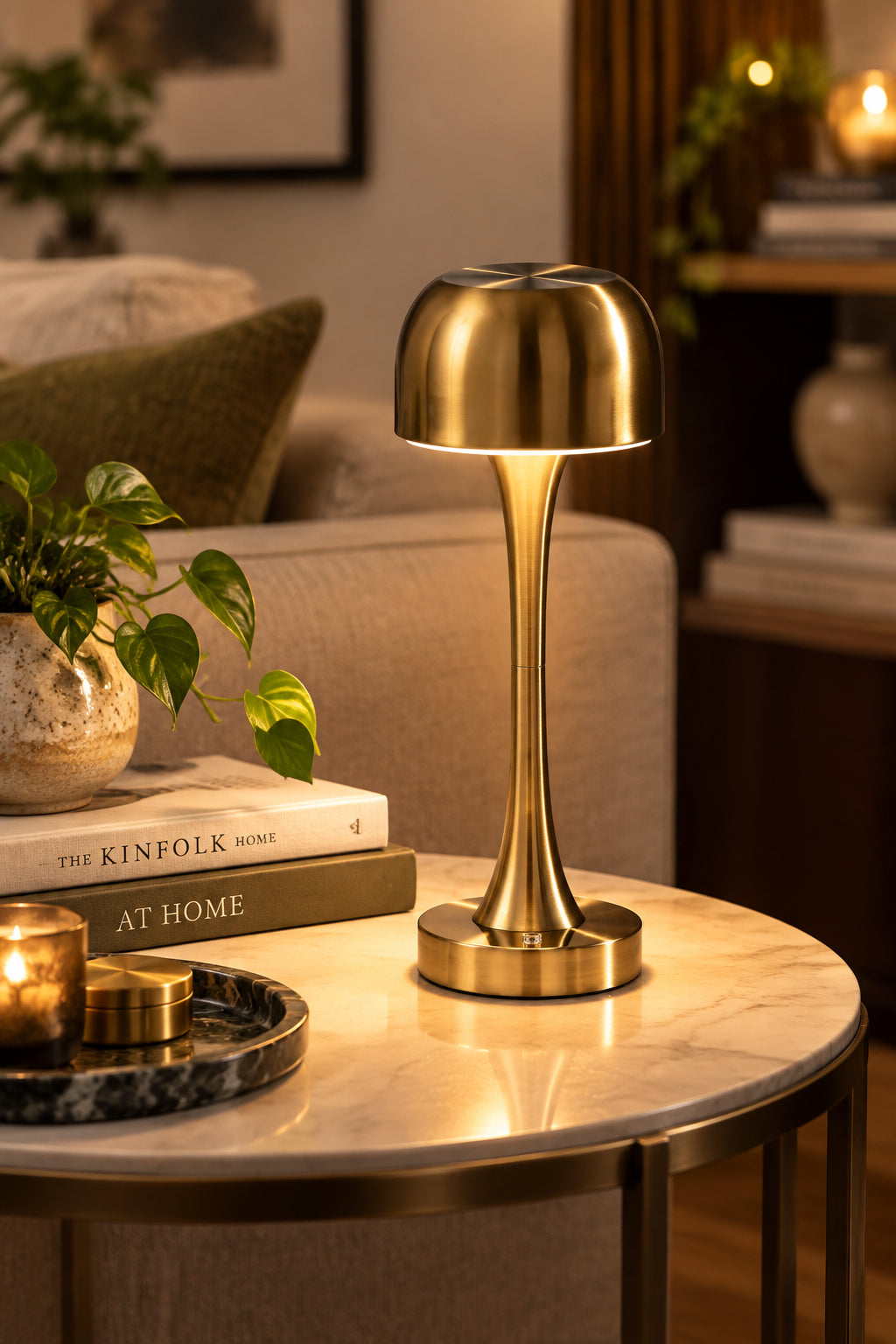Jimmy 2602-21 LED Cordless Table Lamp - 15" Brass-Lighting-DECOROLALA