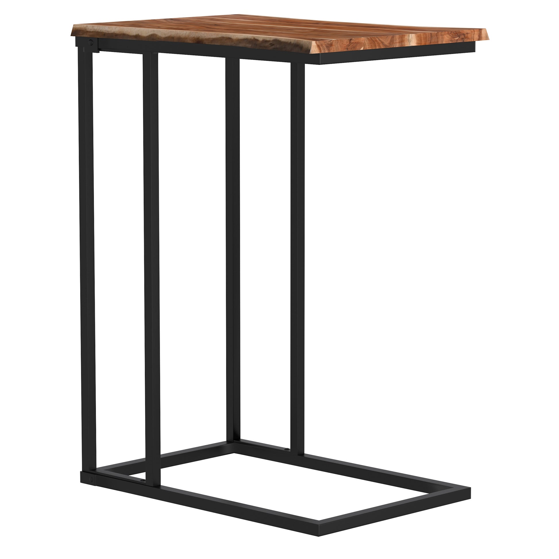 Jivin C-Style Accent Table - Natural Live Edge Wood Black Iron Frame-Accent Table-DECOROLALA