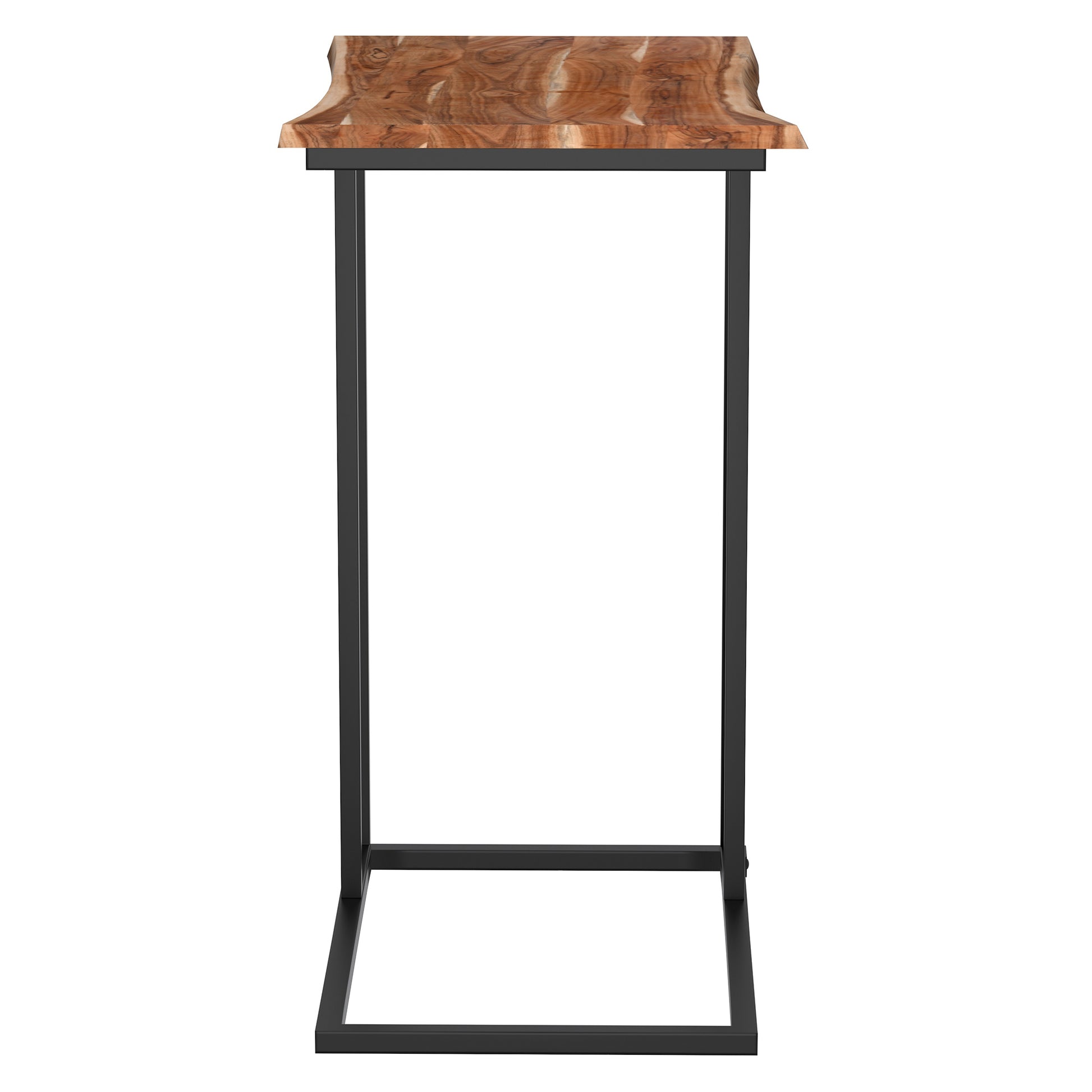 Jivin C-Style Accent Table - Natural Live Edge Wood Black Iron Frame-Accent Table-DECOROLALA