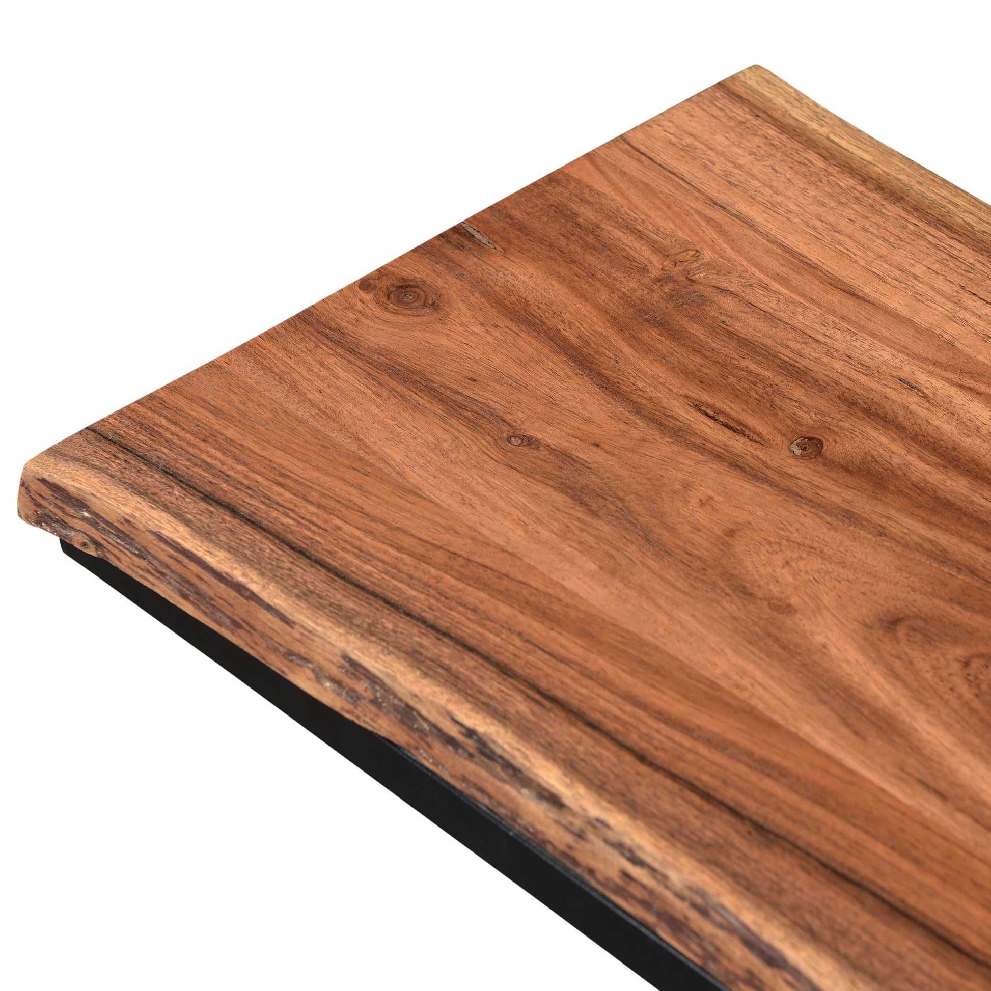Jivin C-Style Accent Table - Natural Live Edge Wood Black Iron Frame-Accent Table-DECOROLALA