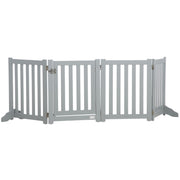 23.5"H Foldable Dog Gate with Door, 4 Panels Freestanding Pet Gate Barriers Indoor with Support Feet, Puppy Fence for Dogs, Grey