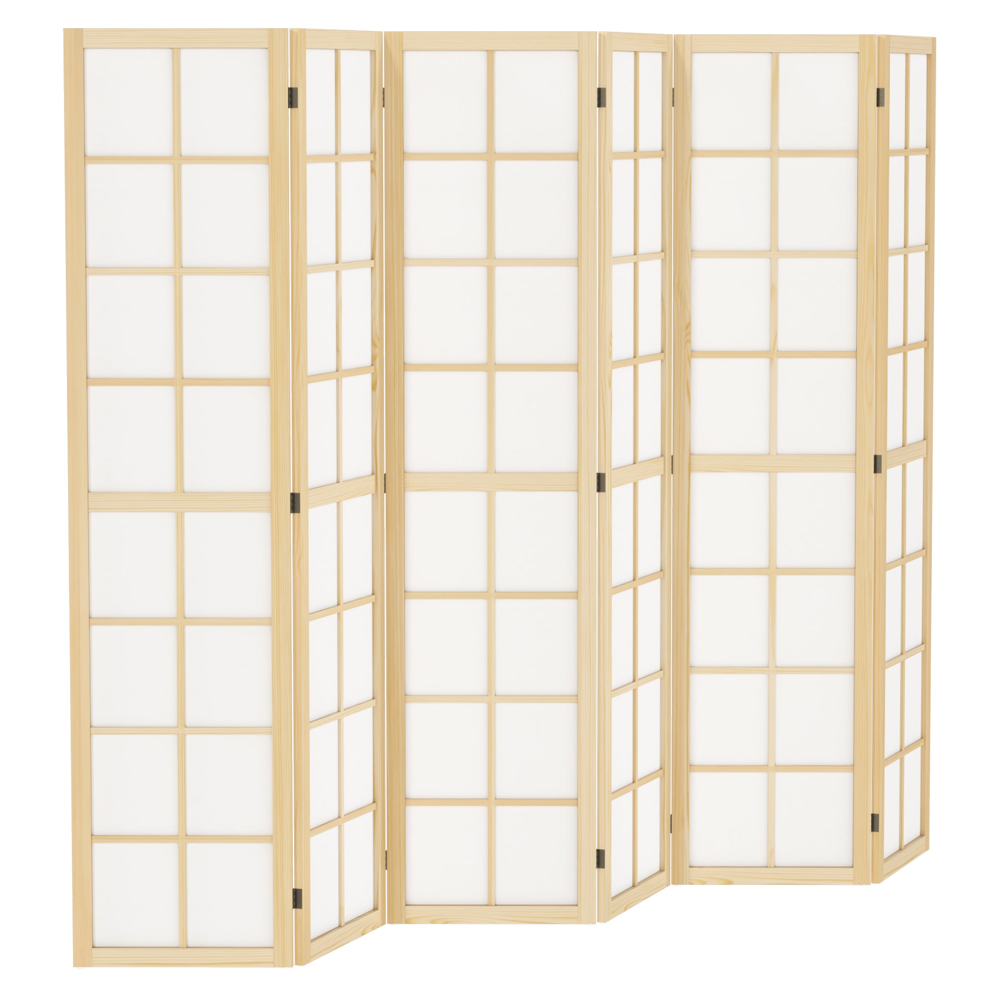 6 Panel Room Divider, 5.6 ft Folding Wall Divider Room Partition for Home Office, Bedroom, Living Room, Natural Wood