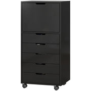 File Cabinet on Wheels Mobile Printer Stand with 5 Drawers for Home Office Black-Office Products > Office Furniture > Office Cabinets & Cupboards-DECOROLALA