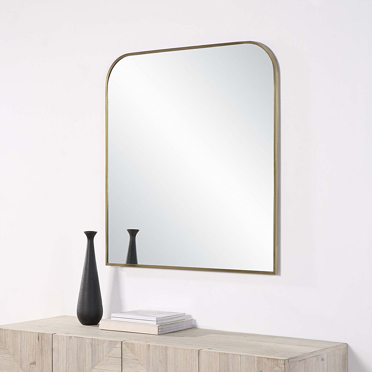 Joan 40" Tall Arch Wall Mirror, Yellow-Mirrors-DECOROLALA
