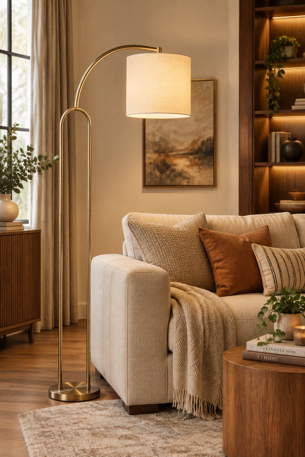 Joey Floor Lamp - Antique Brass Arc 69.5"-Lighting-DECOROLALA