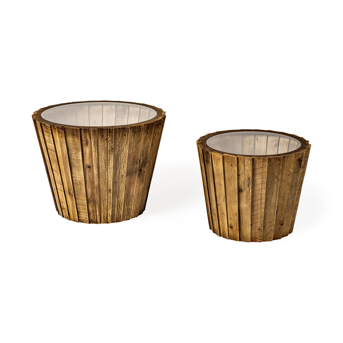 John Paul (Set of 2) 25L x 25W Brown Wood W/ Glass Accent Tables-Accent Tables-DECOROLALA