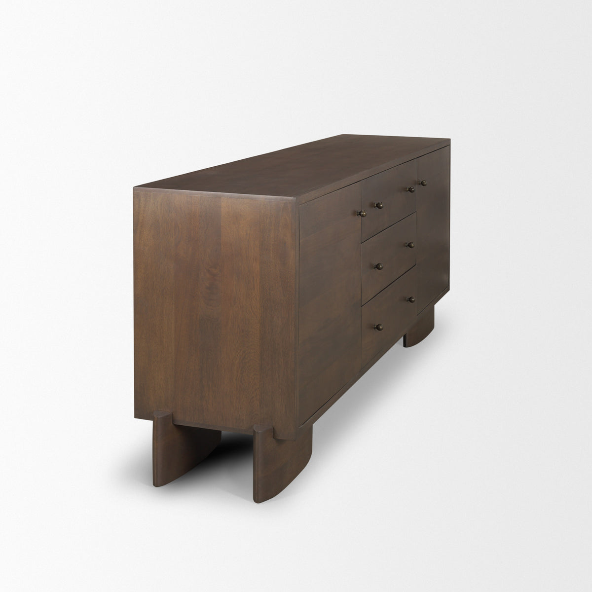Jonan Dark Brown Wood w/ Dark Aged Brass 2 Door 3 Drawer Sideboard-Sideboards & Buffets-DECOROLALA