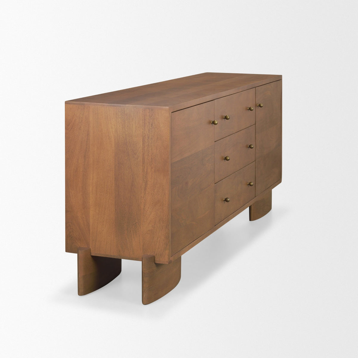 Jonan Dark Brown Wood w/ Dark Aged Brass 2 Door 3 Drawer Sideboard-Sideboards & Buffets-DECOROLALA