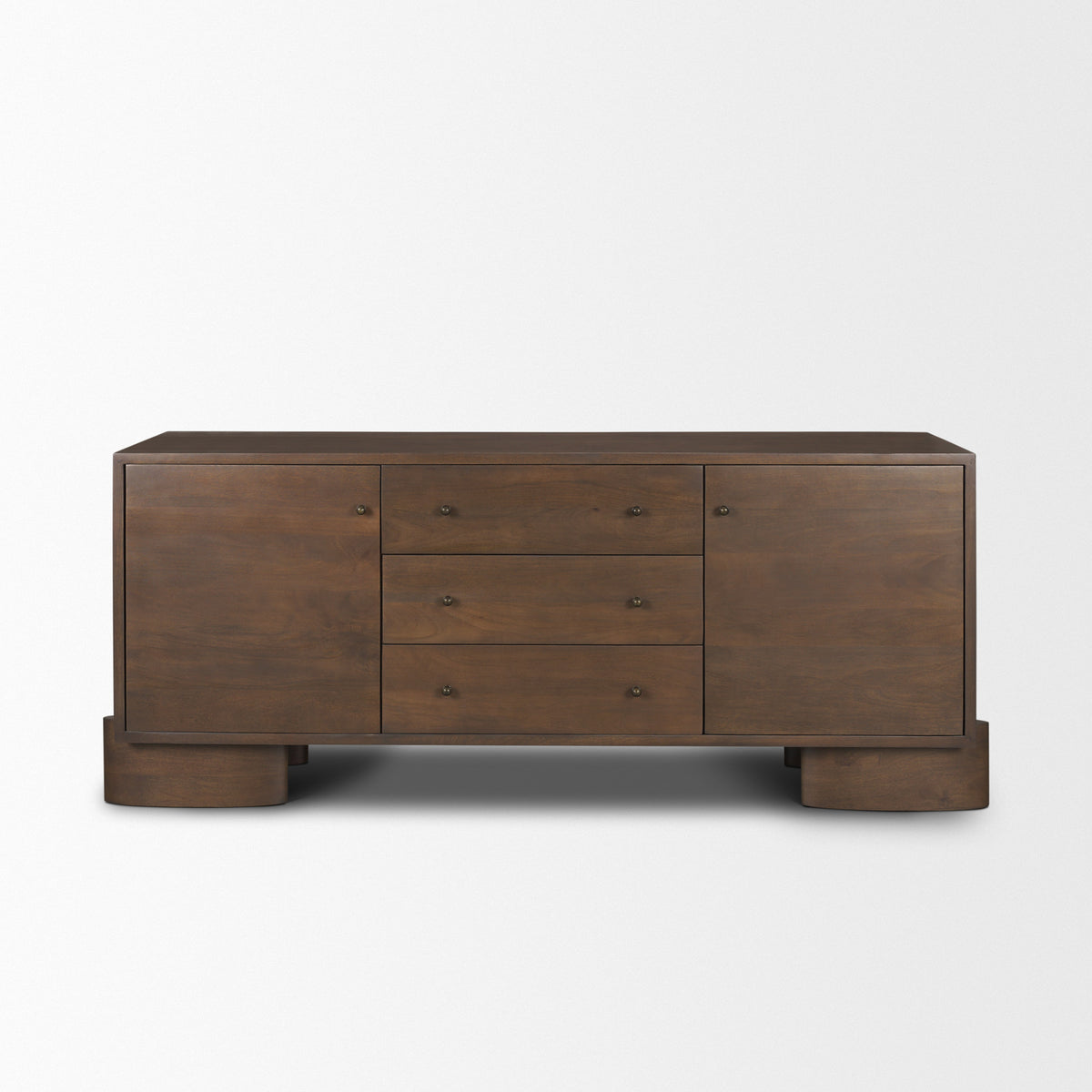 Jonan Dark Brown Wood w/ Dark Aged Brass 2 Door 3 Drawer Sideboard-Sideboards & Buffets-DECOROLALA