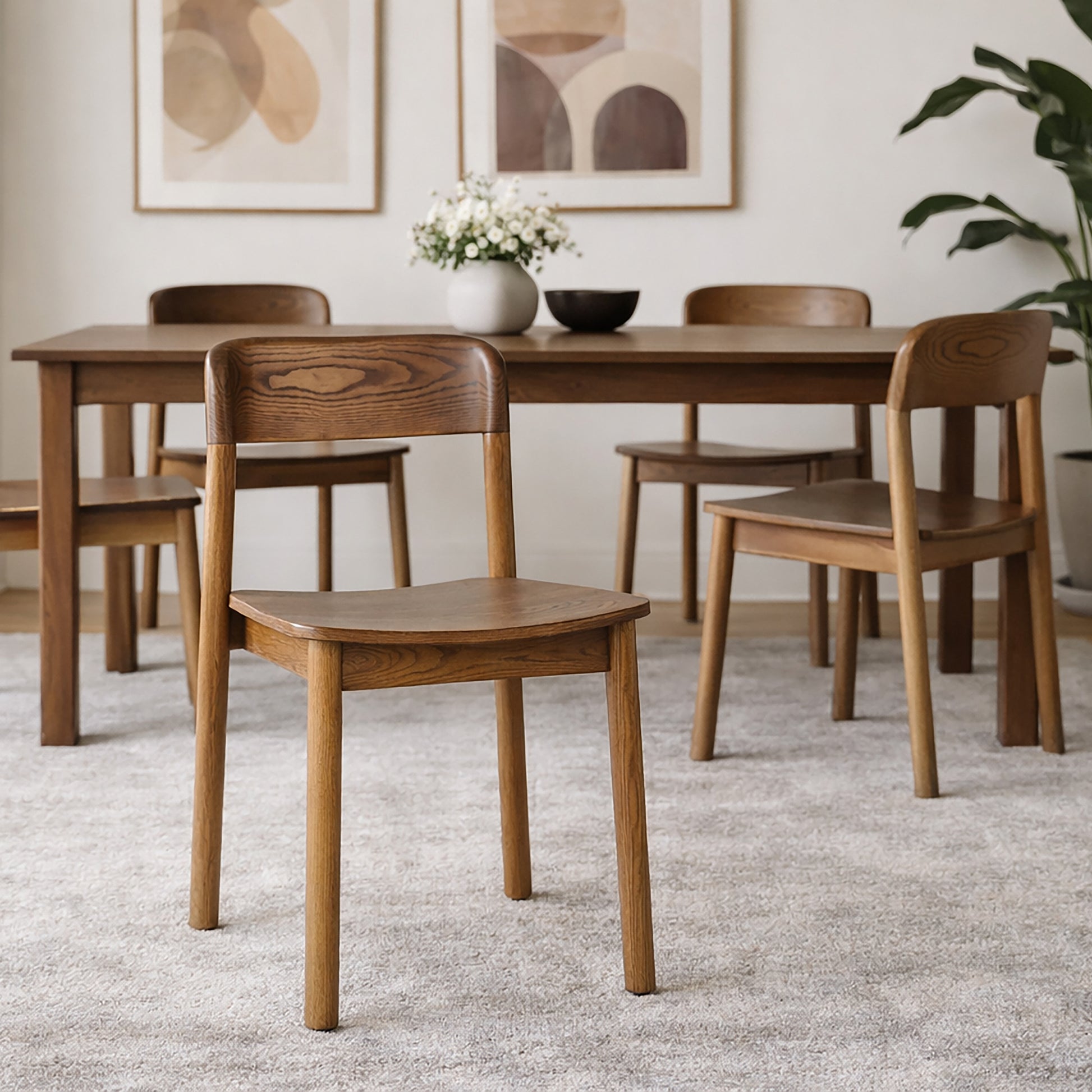 Jonas Dining Chair - Walnut Mid-Century Modern Stackable-DECOROLALA