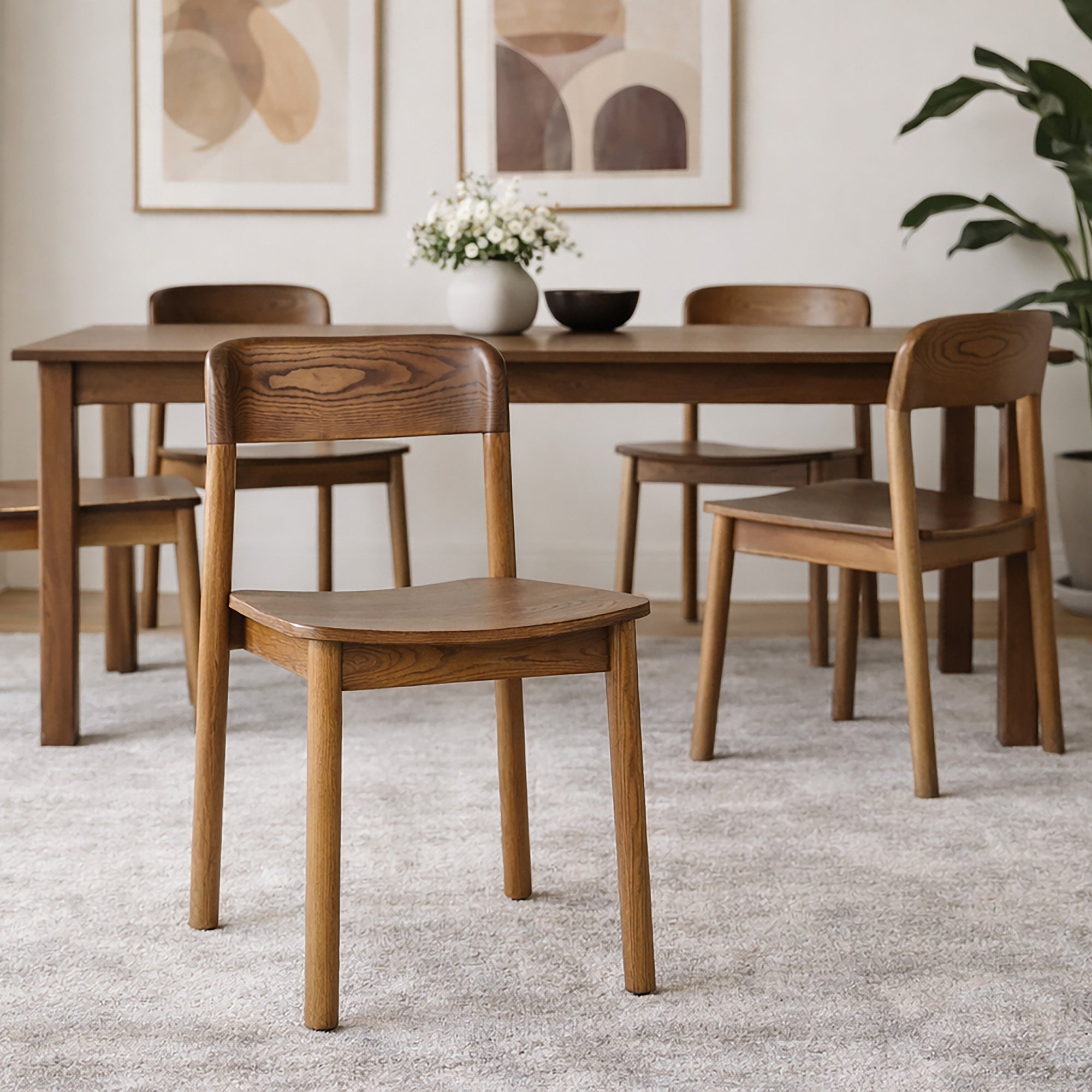 Jonas Dining Chair - Walnut Mid-Century Modern Stackable-DECOROLALA