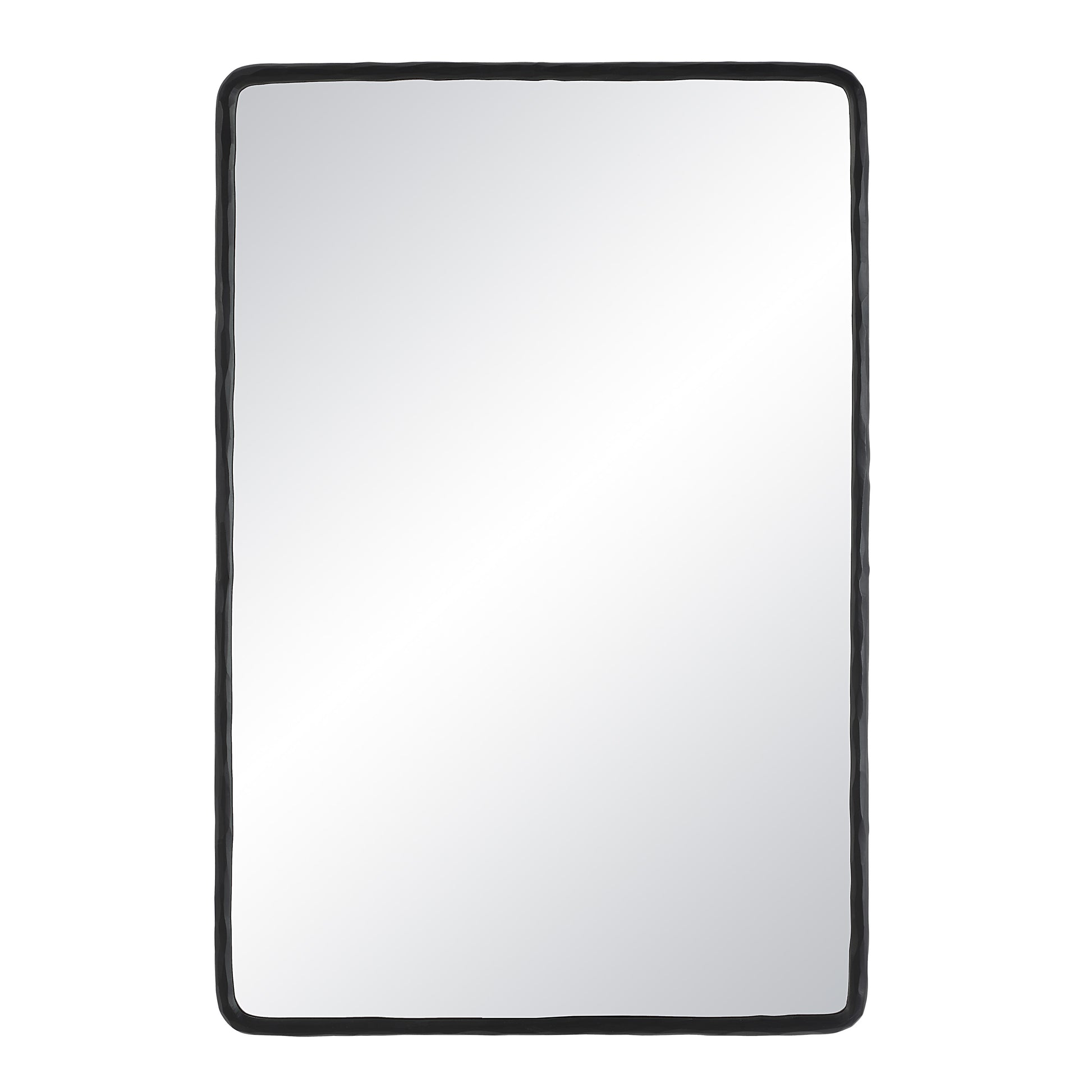 Jorah 36" Tall Rectangle Wall Mirror, Black-Mirror-DECOROLALA