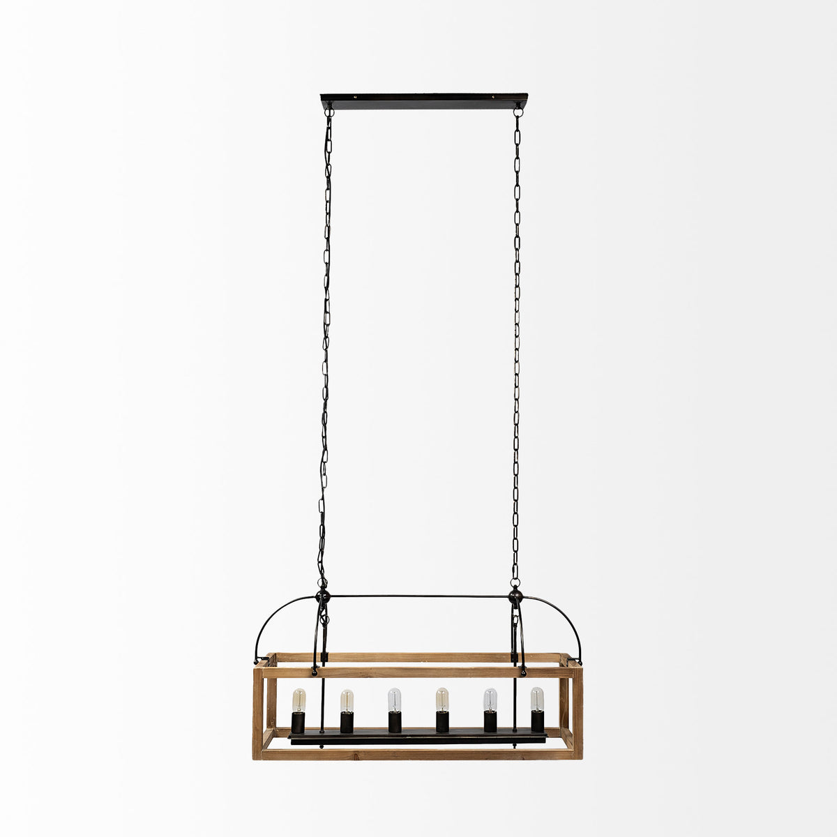 Josie (42"x14.5"x20") Natural Wood Chassis Six Light Chandelier-Chandeliers-DECOROLALA