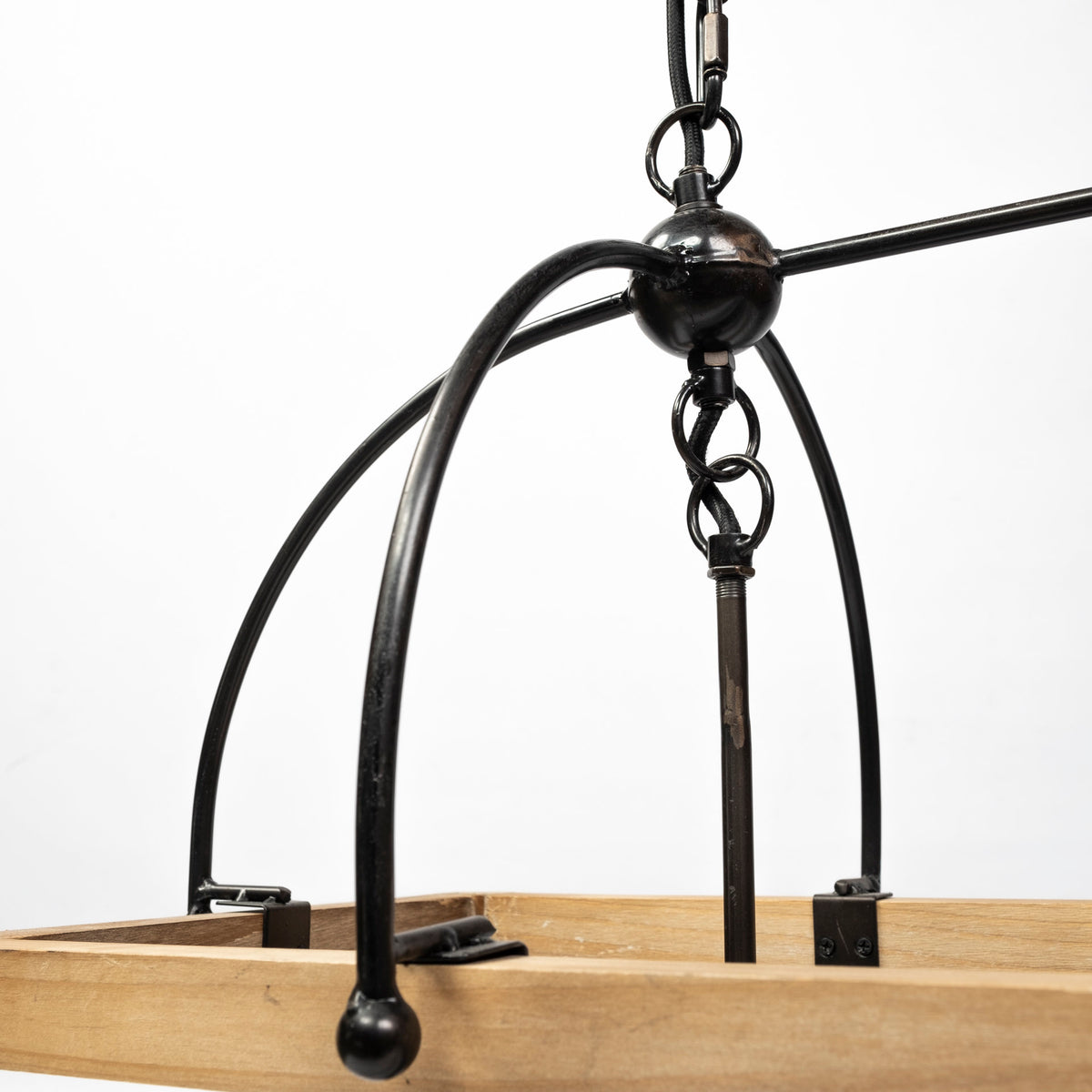 Josie (42"x14.5"x20") Natural Wood Chassis Six Light Chandelier-Chandeliers-DECOROLALA