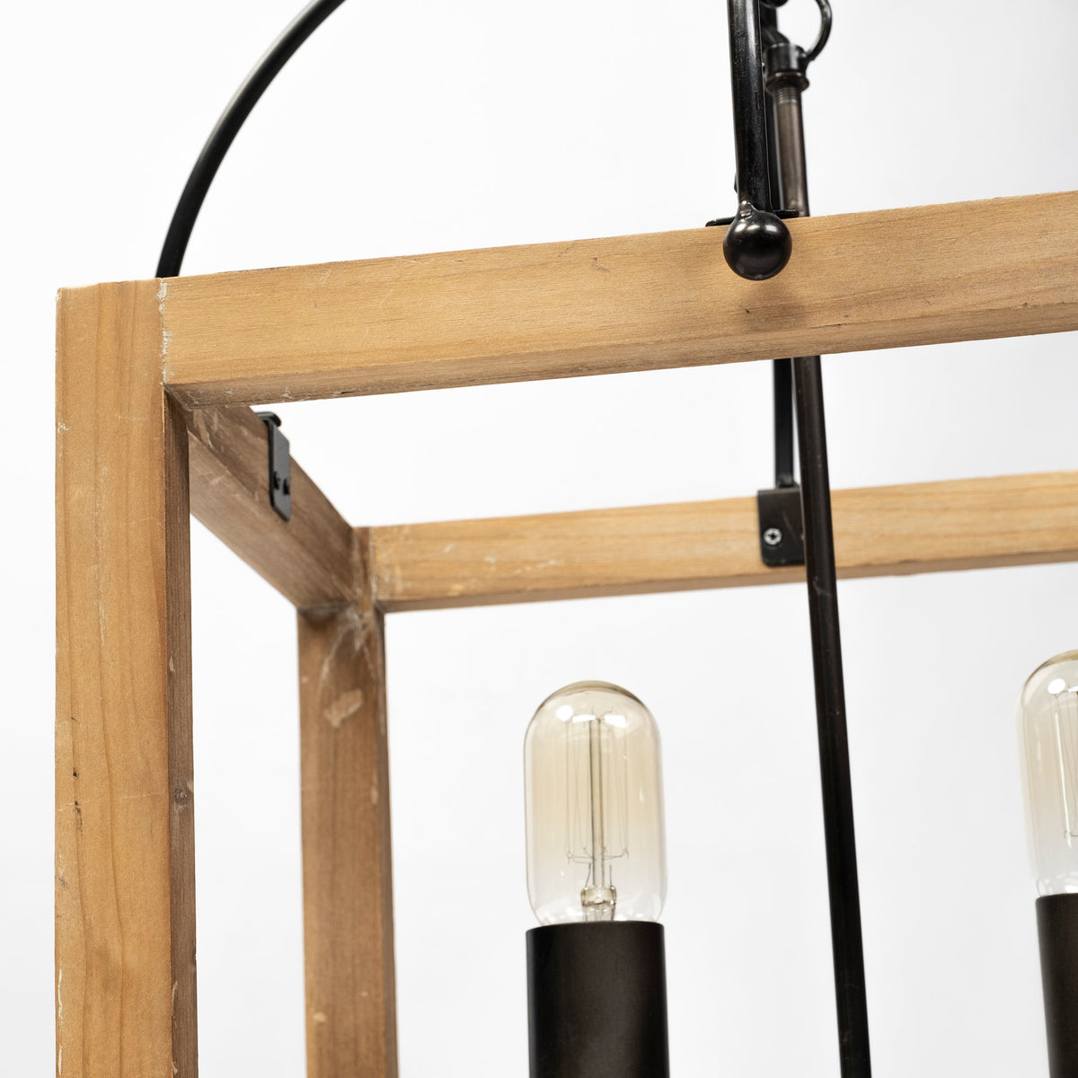 Josie (42"x14.5"x20") Natural Wood Chassis Six Light Chandelier-Chandeliers-DECOROLALA
