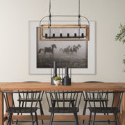Josie (42"x14.5"x20") Natural Wood Chassis Six Light Chandelier-Chandeliers-DECOROLALA