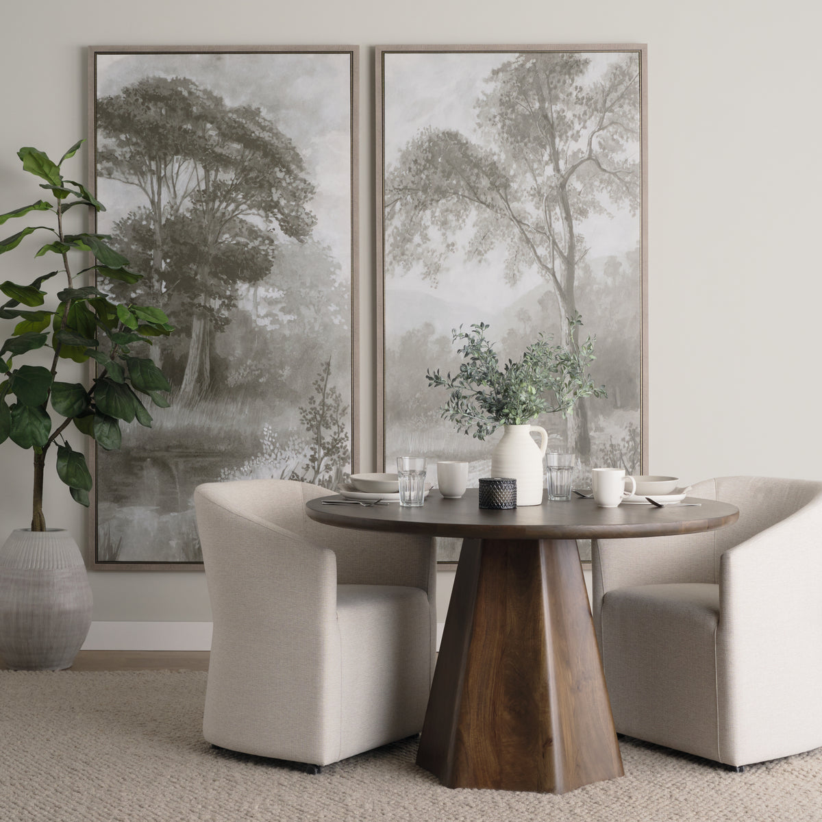 Jovani 48" Round Pedestal Dining Table | Modern | Dark Brown Wood | Seats 4-Dining Tables-DECOROLALA
