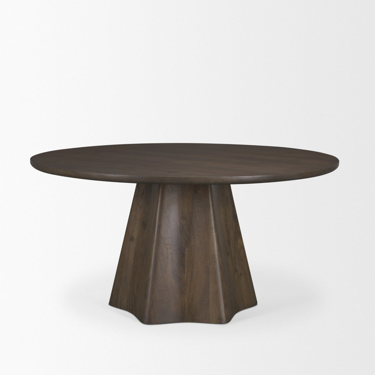 Jovani 60" Round Pedestal Dining Table | Modern | Dark Brown Wood | Seats 6-Dining Tables-DECOROLALA