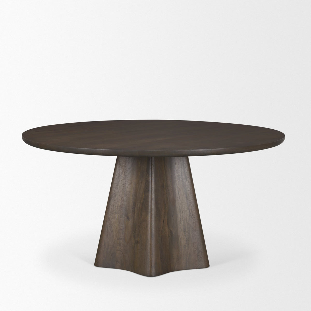 Jovani 60" Round Pedestal Dining Table | Modern | Dark Brown Wood | Seats 6-Dining Tables-DECOROLALA