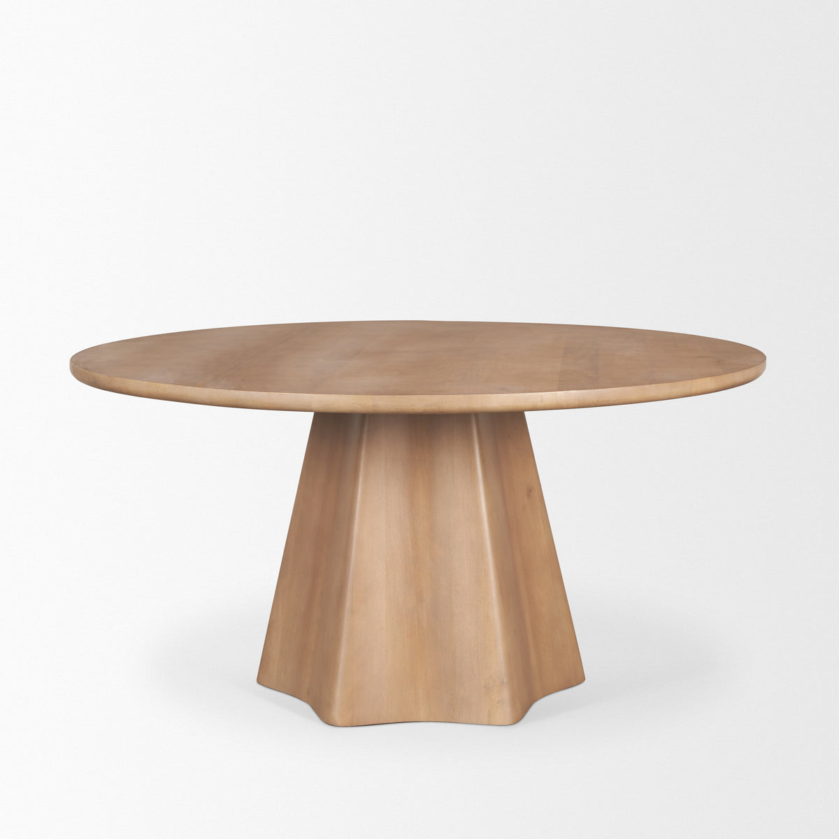Jovani 60" Round Pedestal Dining Table | Modern | Light Brown Wood | Seats 6-Dining Tables-DECOROLALA