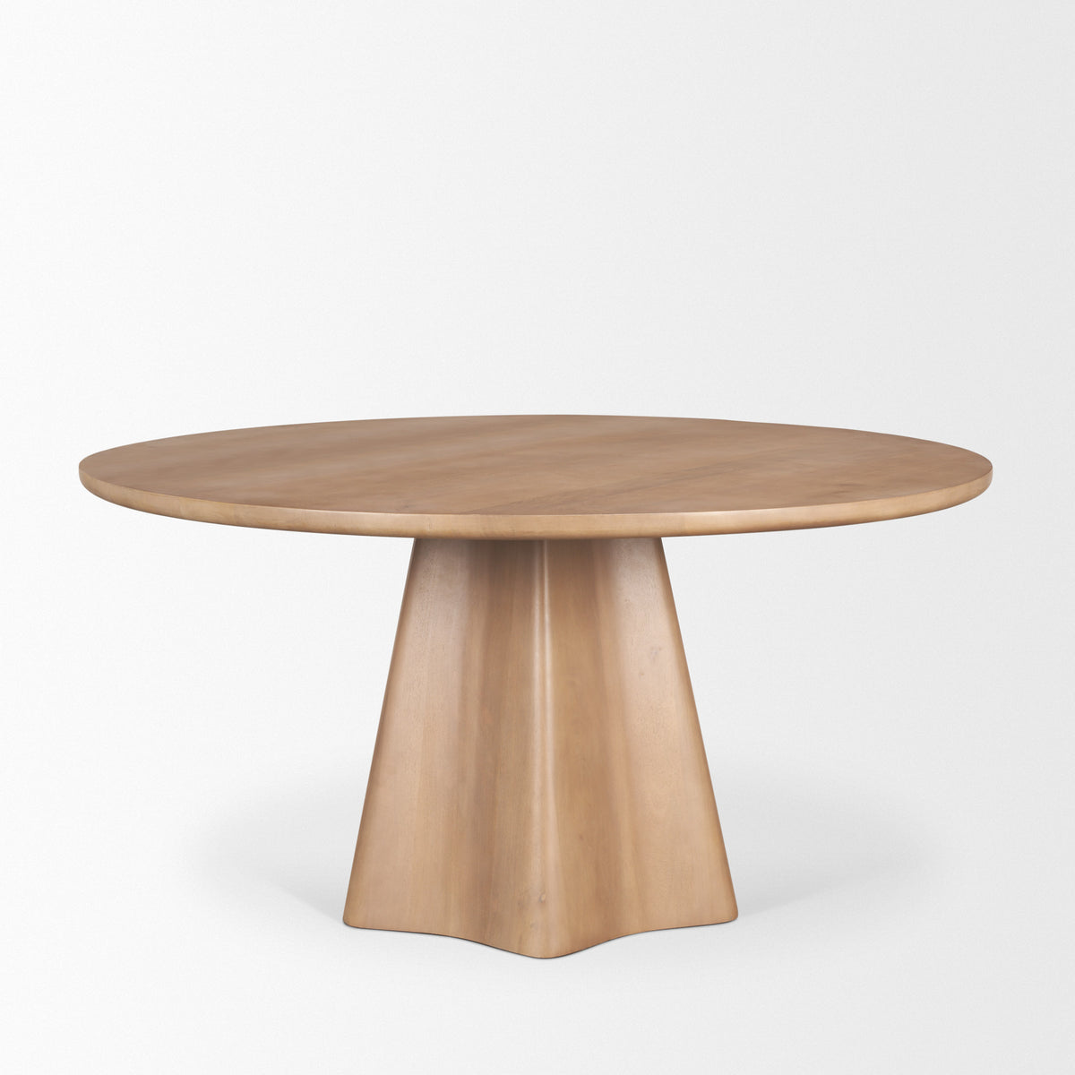 Jovani 60" Round Pedestal Dining Table | Modern | Light Brown Wood | Seats 6-Dining Tables-DECOROLALA