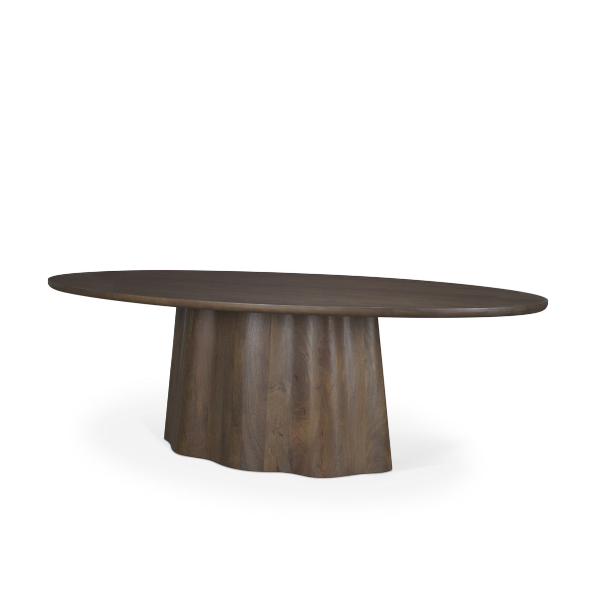 Jovani 94"L x 47"W Oval Pedestal Dining Table | Modern | Dark Brown Wood | Seats 8-Dining Tables-DECOROLALA