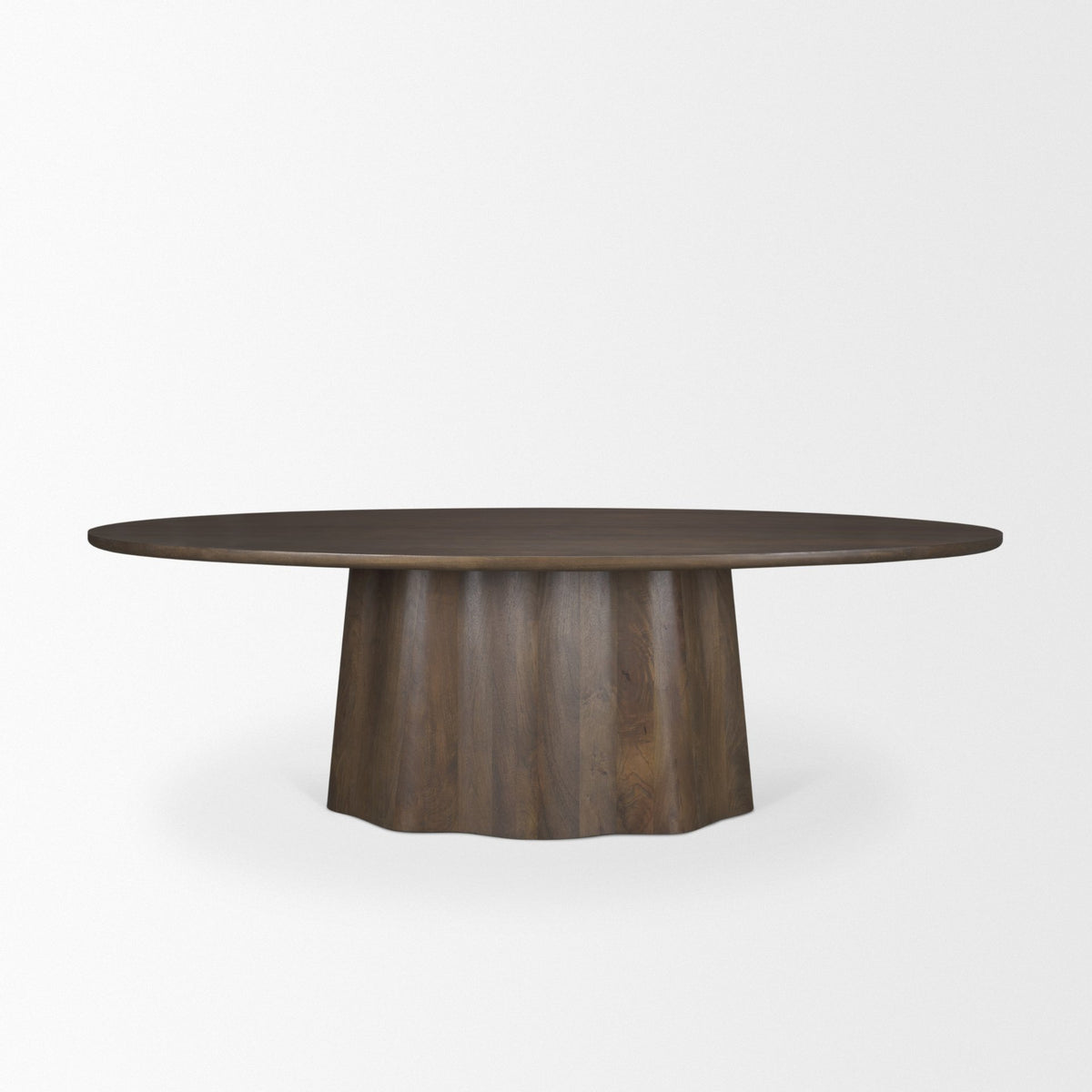 Jovani 94"L x 47"W Oval Pedestal Dining Table | Modern | Dark Brown Wood | Seats 8-Dining Tables-DECOROLALA