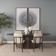 Jovani 94"L x 47"W Oval Pedestal Dining Table | Modern | Dark Brown Wood | Seats 8-Dining Tables-DECOROLALA