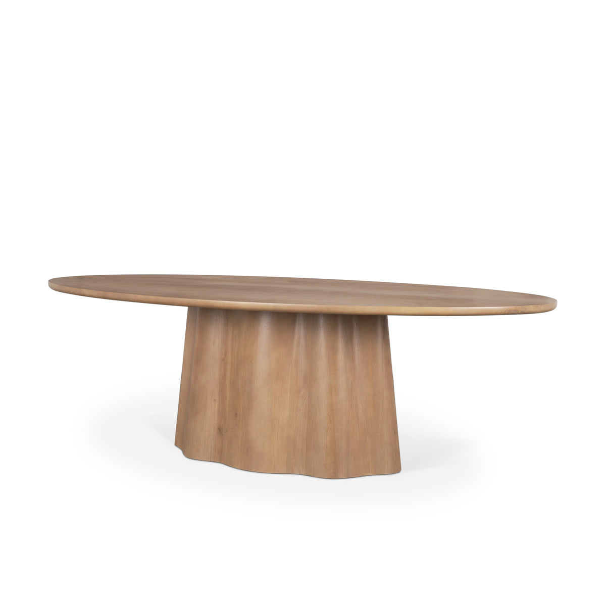 Jovani 94"L x 47"W Oval Pedestal Dining Table | Modern | Light Brown Wood | Seats 8-Dining Tables-DECOROLALA