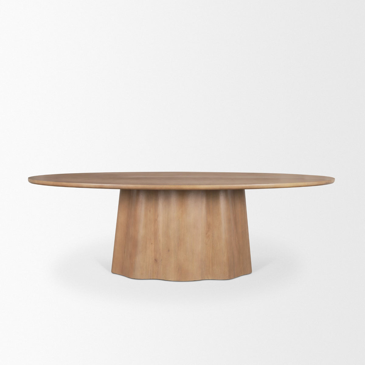 Jovani 94"L x 47"W Oval Pedestal Dining Table | Modern | Light Brown Wood | Seats 8-Dining Tables-DECOROLALA