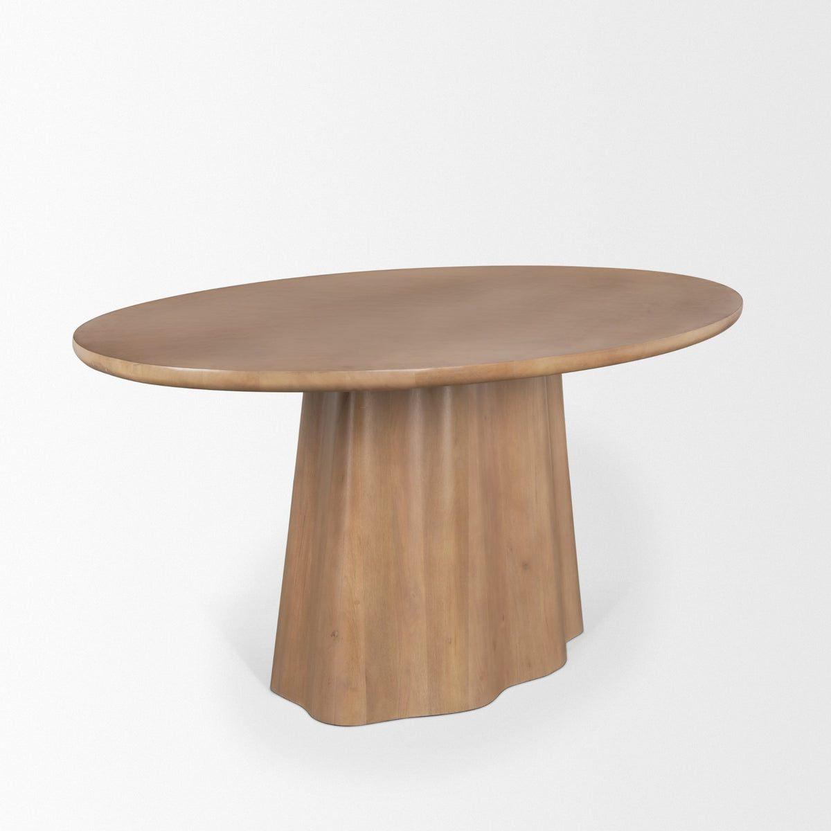 Jovani 94"L x 47"W Oval Pedestal Dining Table | Modern | Light Brown Wood | Seats 8-Dining Tables-DECOROLALA