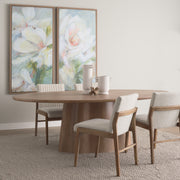 Jovani 94"L x 47"W Oval Pedestal Dining Table | Modern | Light Brown Wood | Seats 8-Dining Tables-DECOROLALA