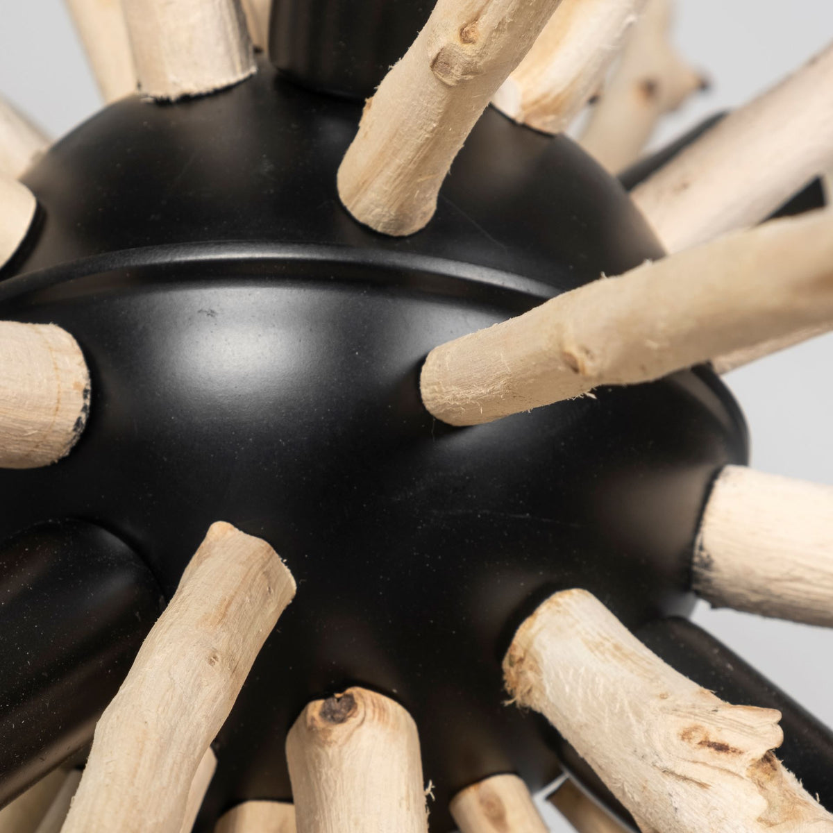 Jules 25x25 Blonde Wood and Black Metal Six Bulb Chandelier Light-Chandeliers-DECOROLALA