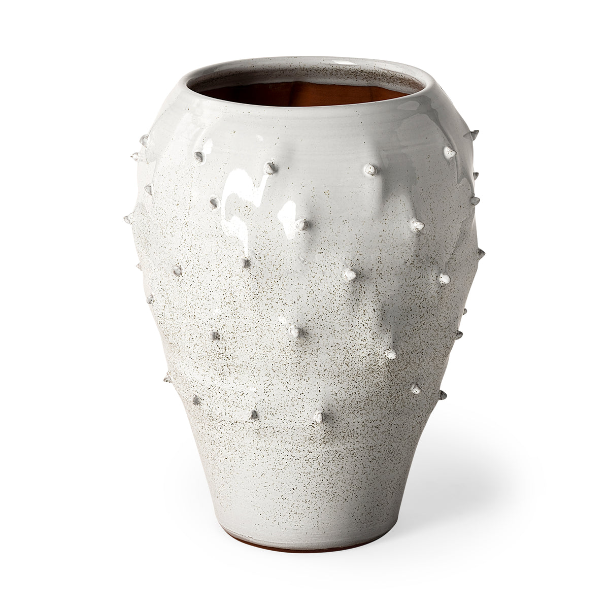 Julian Large Glossy White Ceramic Spoked Vase-Vase-DECOROLALA