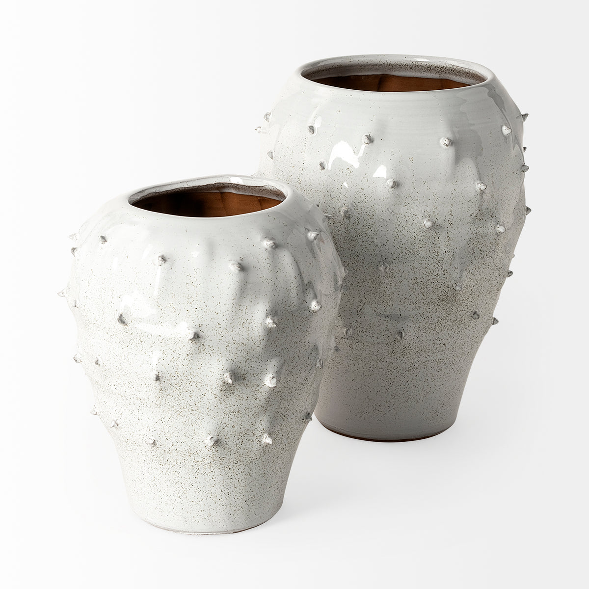 Julian Large Glossy White Ceramic Spoked Vase-Vase-DECOROLALA