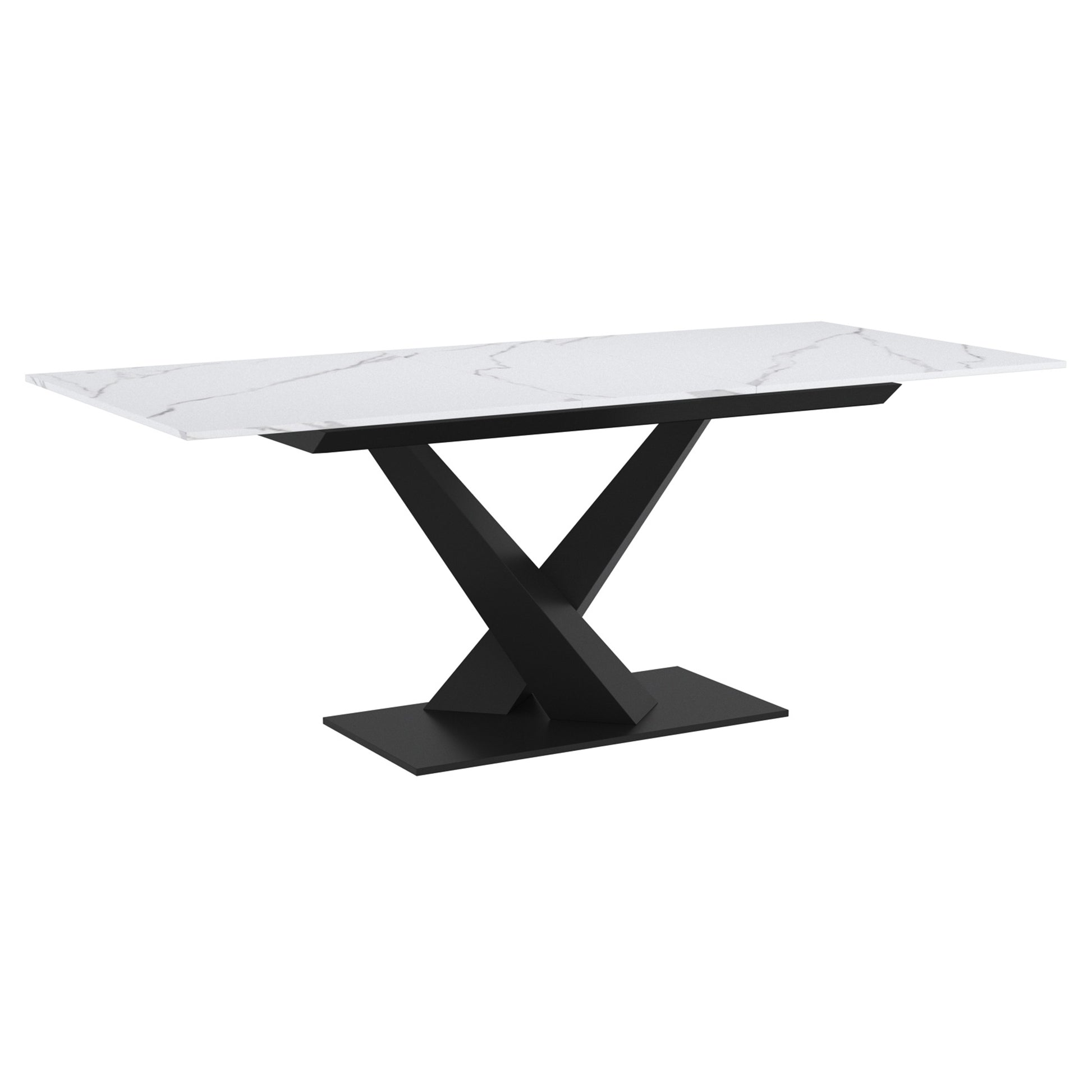 Julius White Sintered Stone Extension Dining Table-DECOROLALA