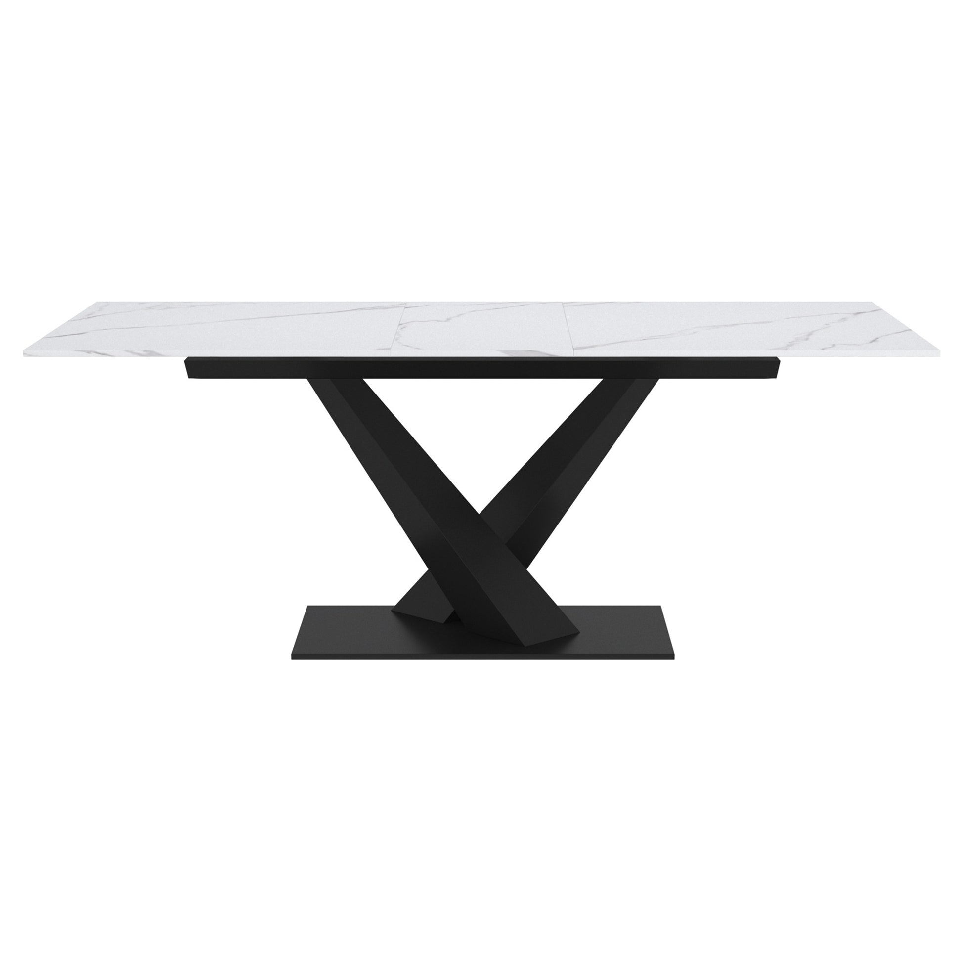 Julius White Sintered Stone Extension Dining Table-DECOROLALA