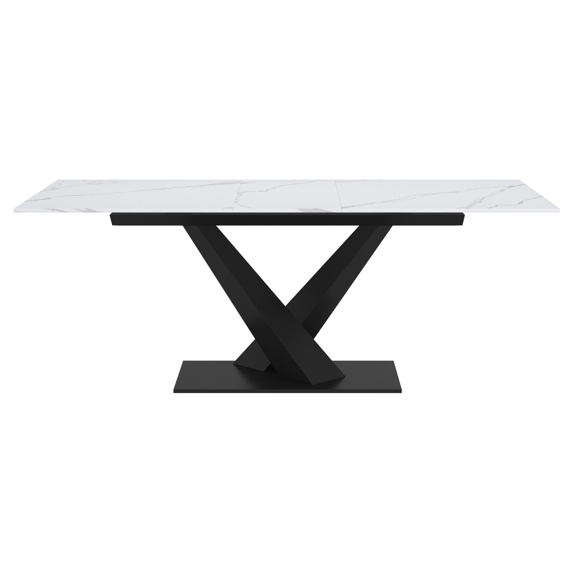 Julius White Sintered Stone Extension Dining Table-DECOROLALA