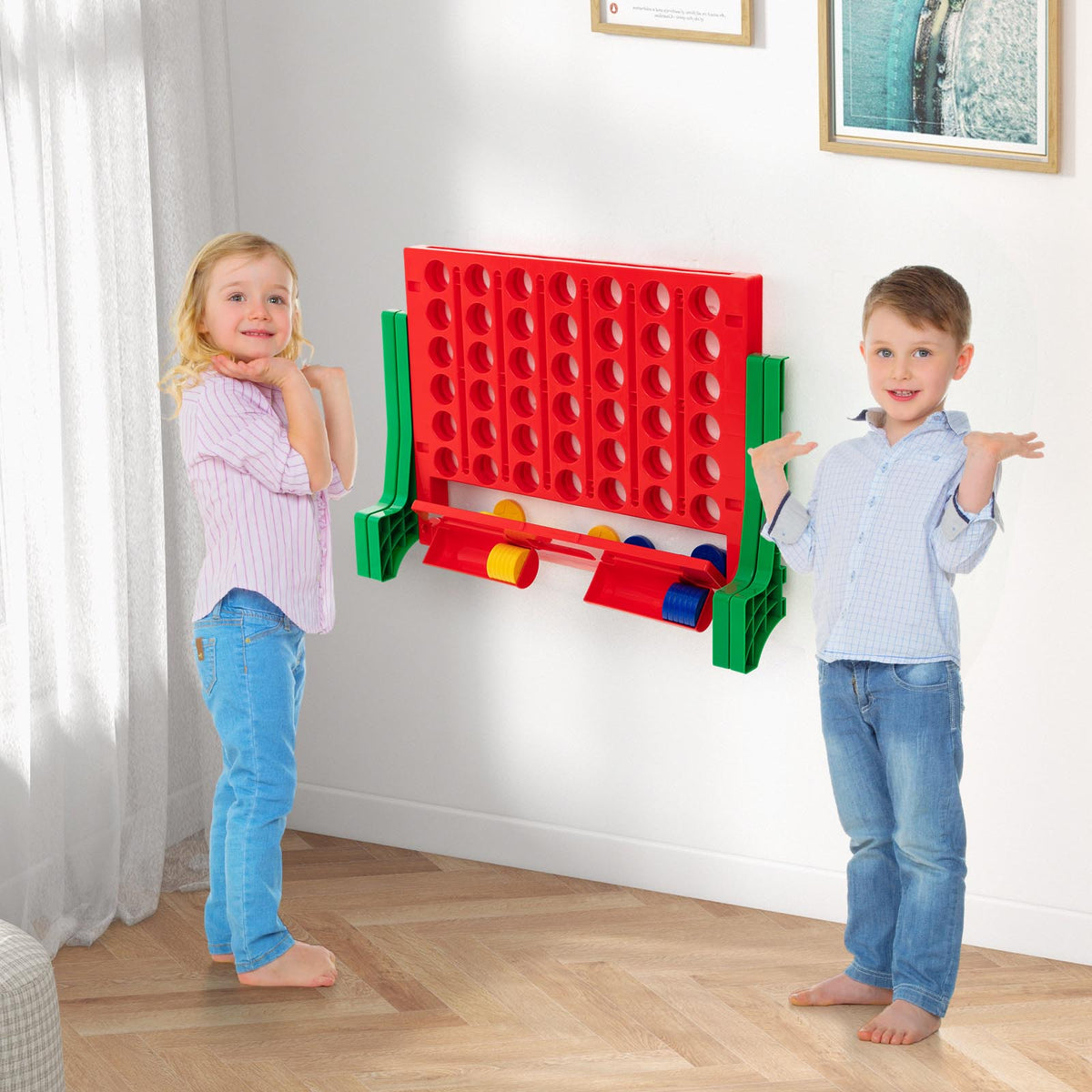 Jumbo 4-to-Score Connect Game Set - 42 Coins with Carrying Bag